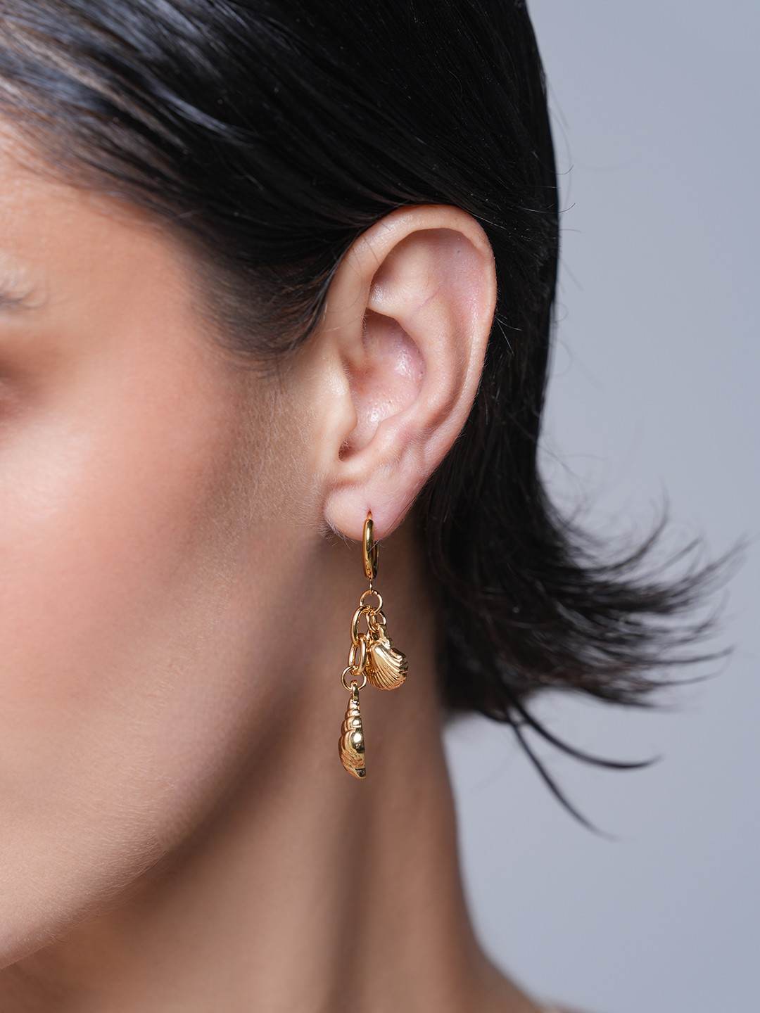 Star Seashell Drop Earrings