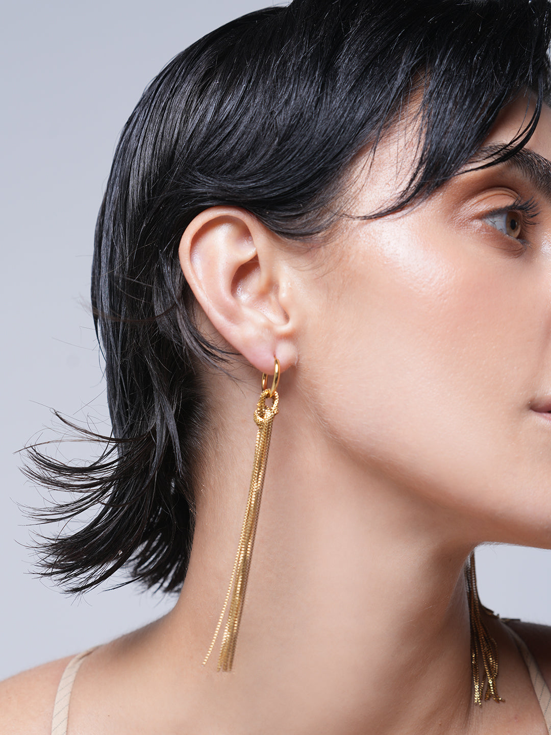 Snake Bone Chain Knot Tassel Earrings