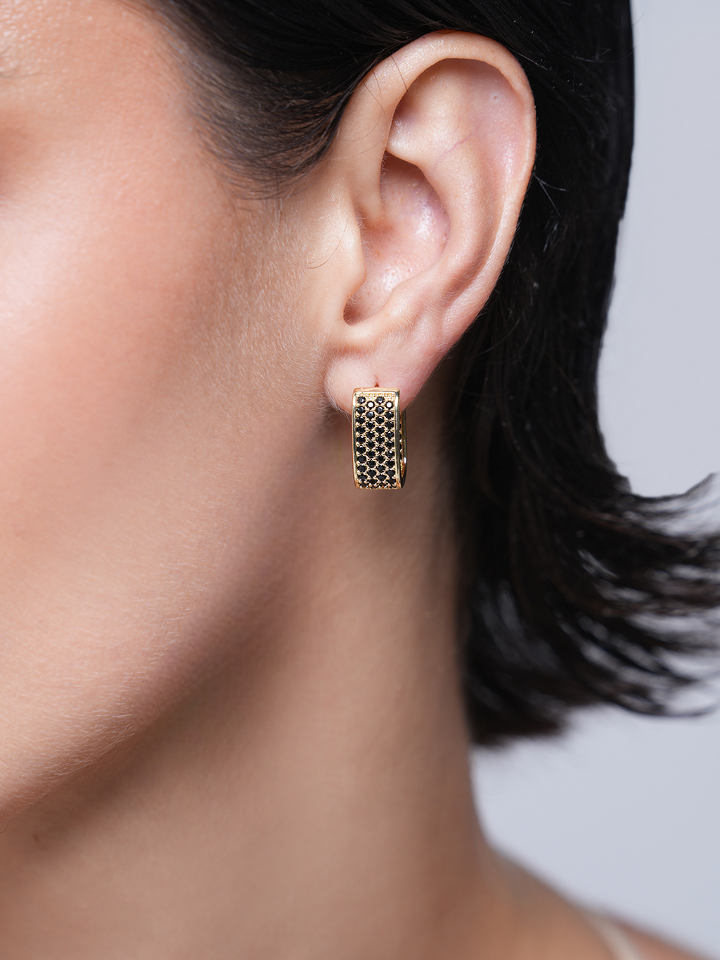 Black CZ Hoops