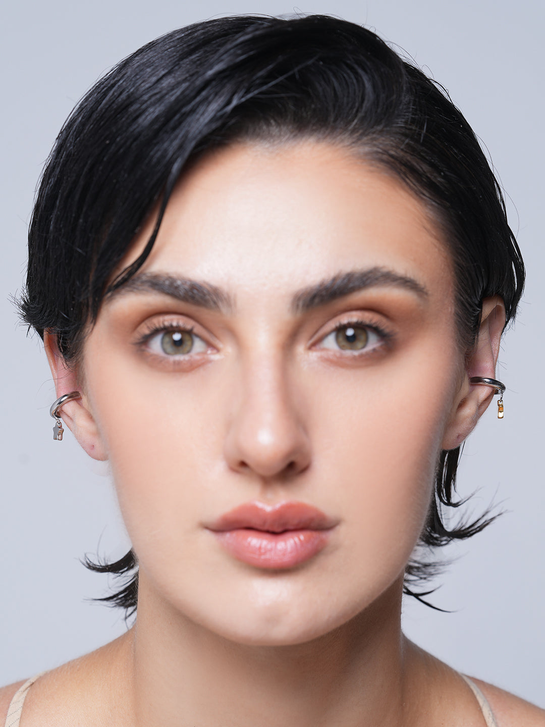 Two Tone Star Clip Earrings