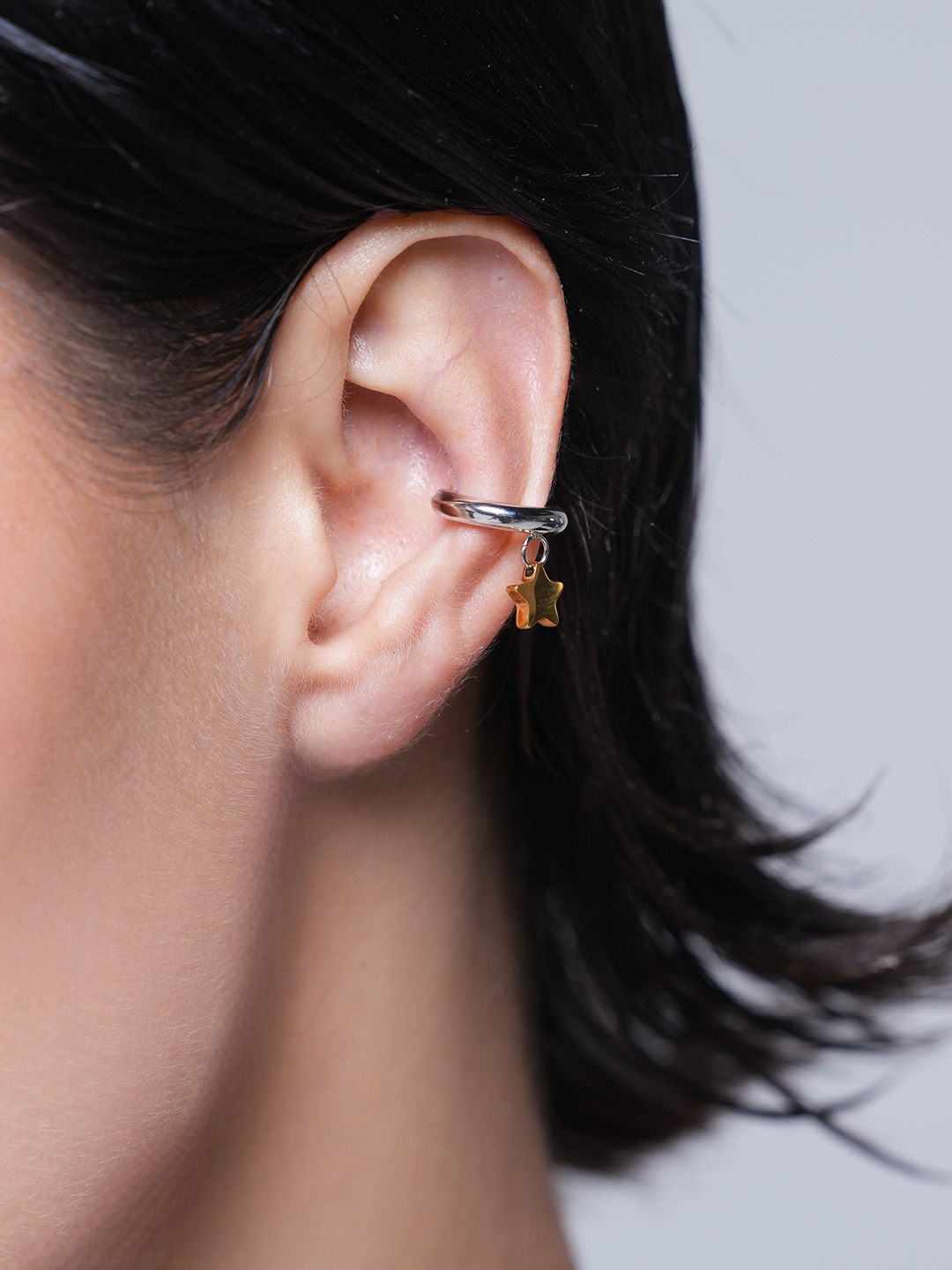 Two Tone Star Clip Earrings