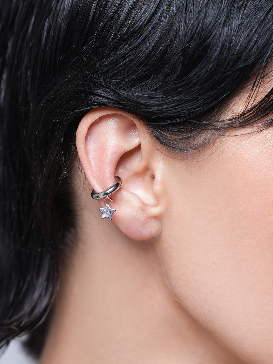 Two Tone Star Clip Earrings