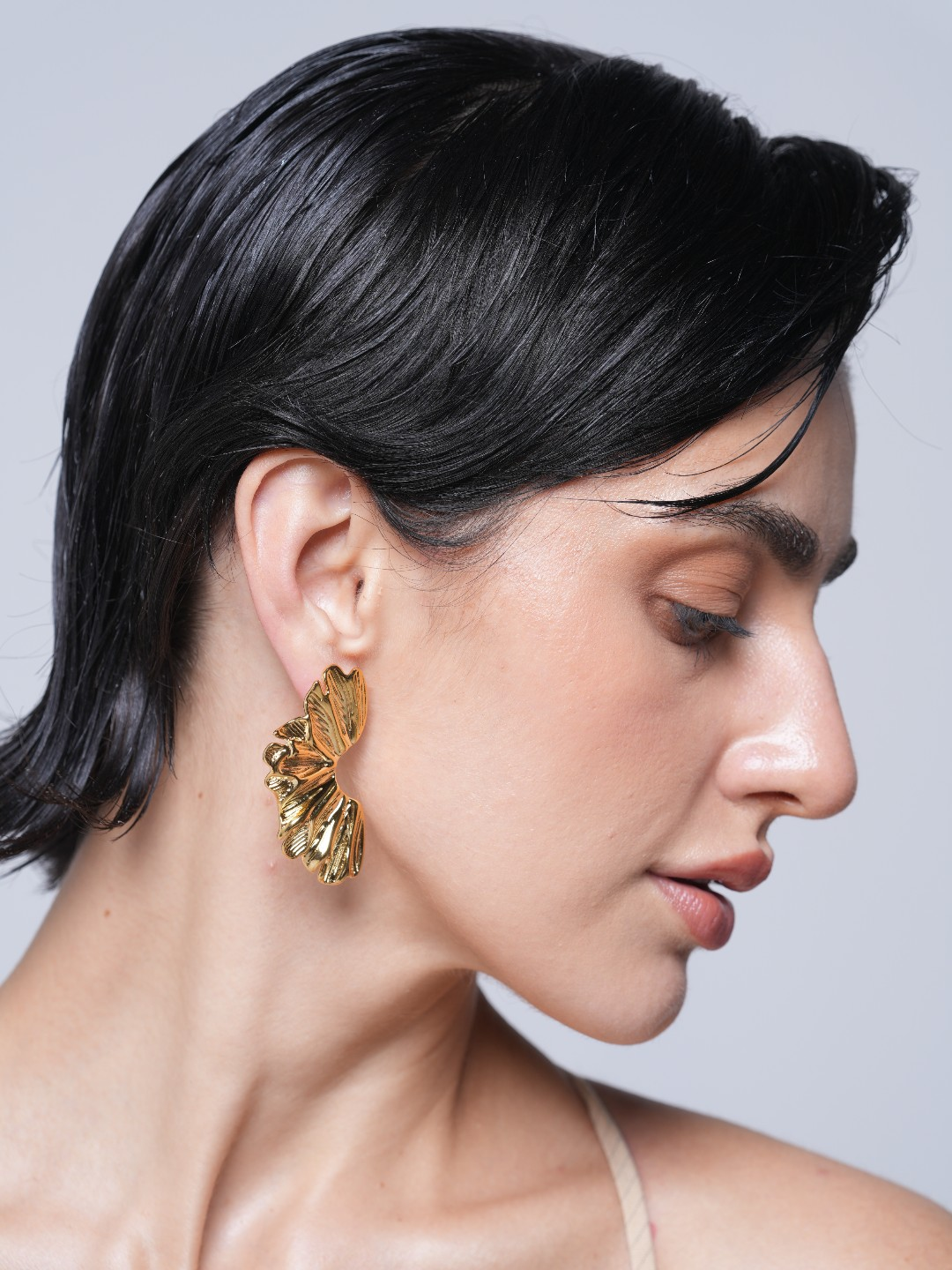 Metal Irregular Petal Earrings