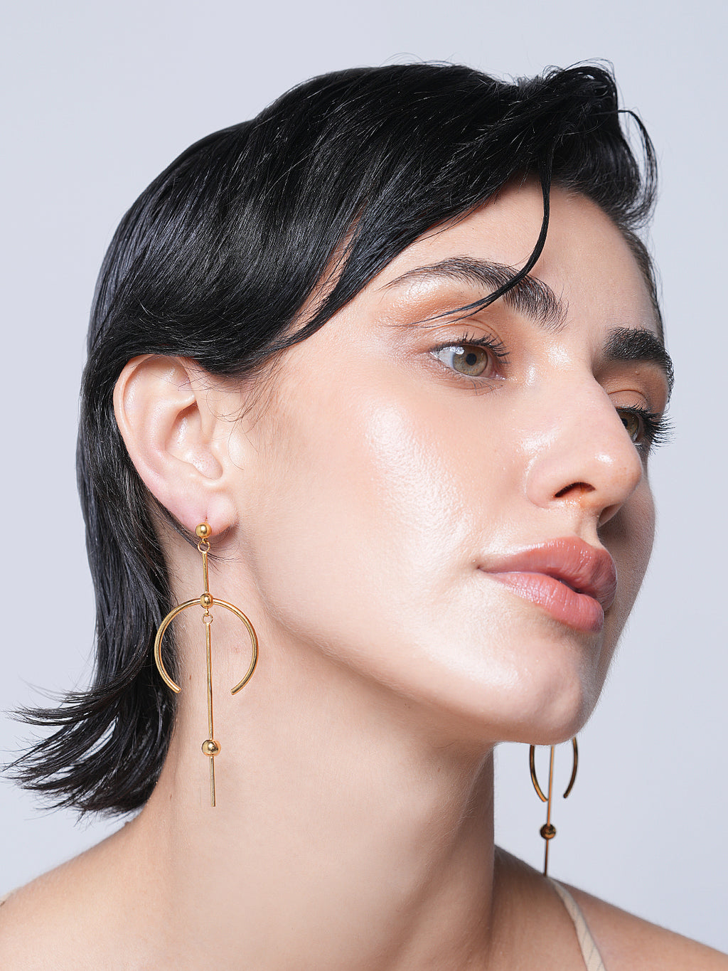Circle Line Dangle Earrings