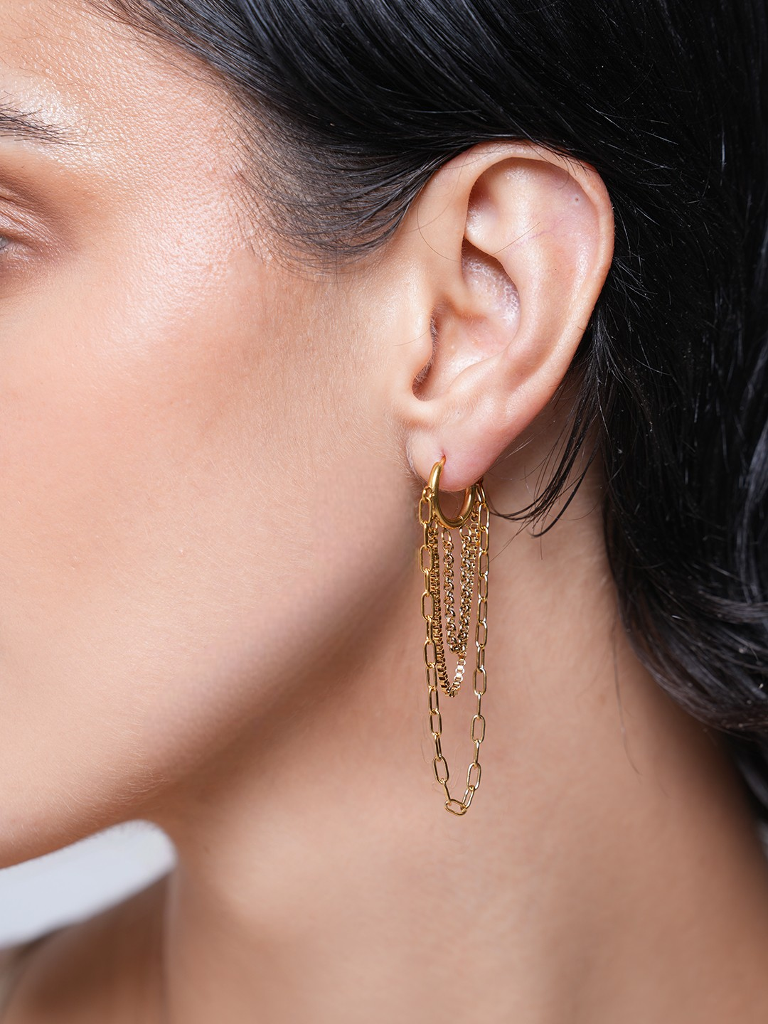 Delicate Chain Hoop Earrings