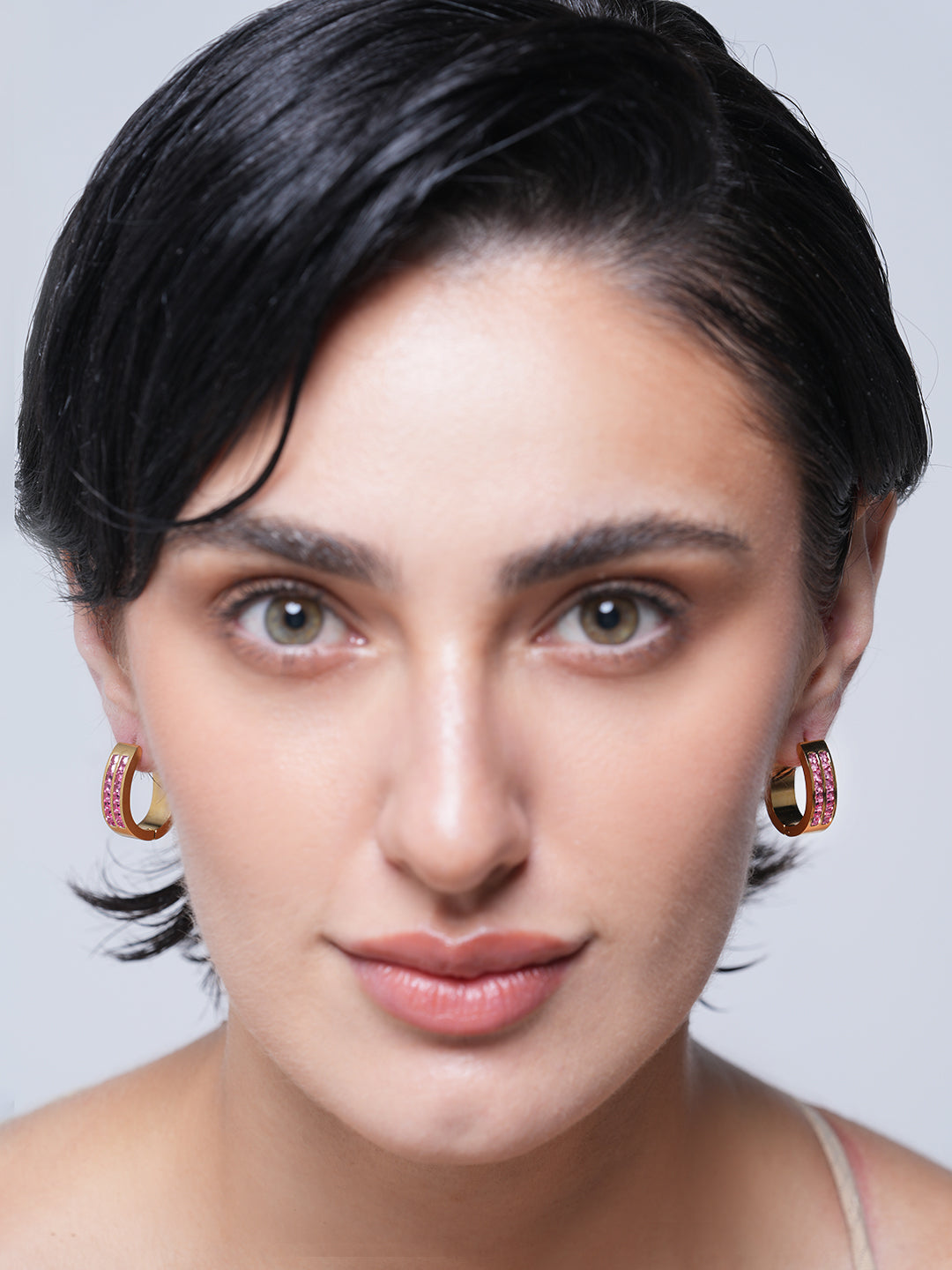 Pink CZ Stone Hoops