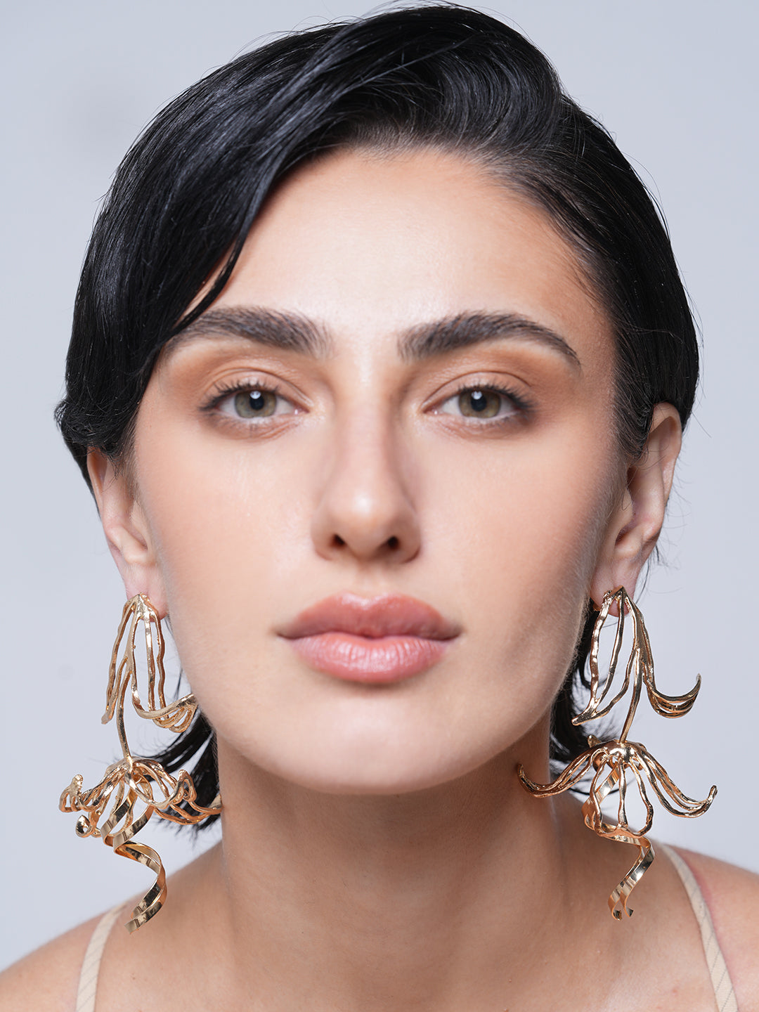 Metal Leaves Flower Earrings