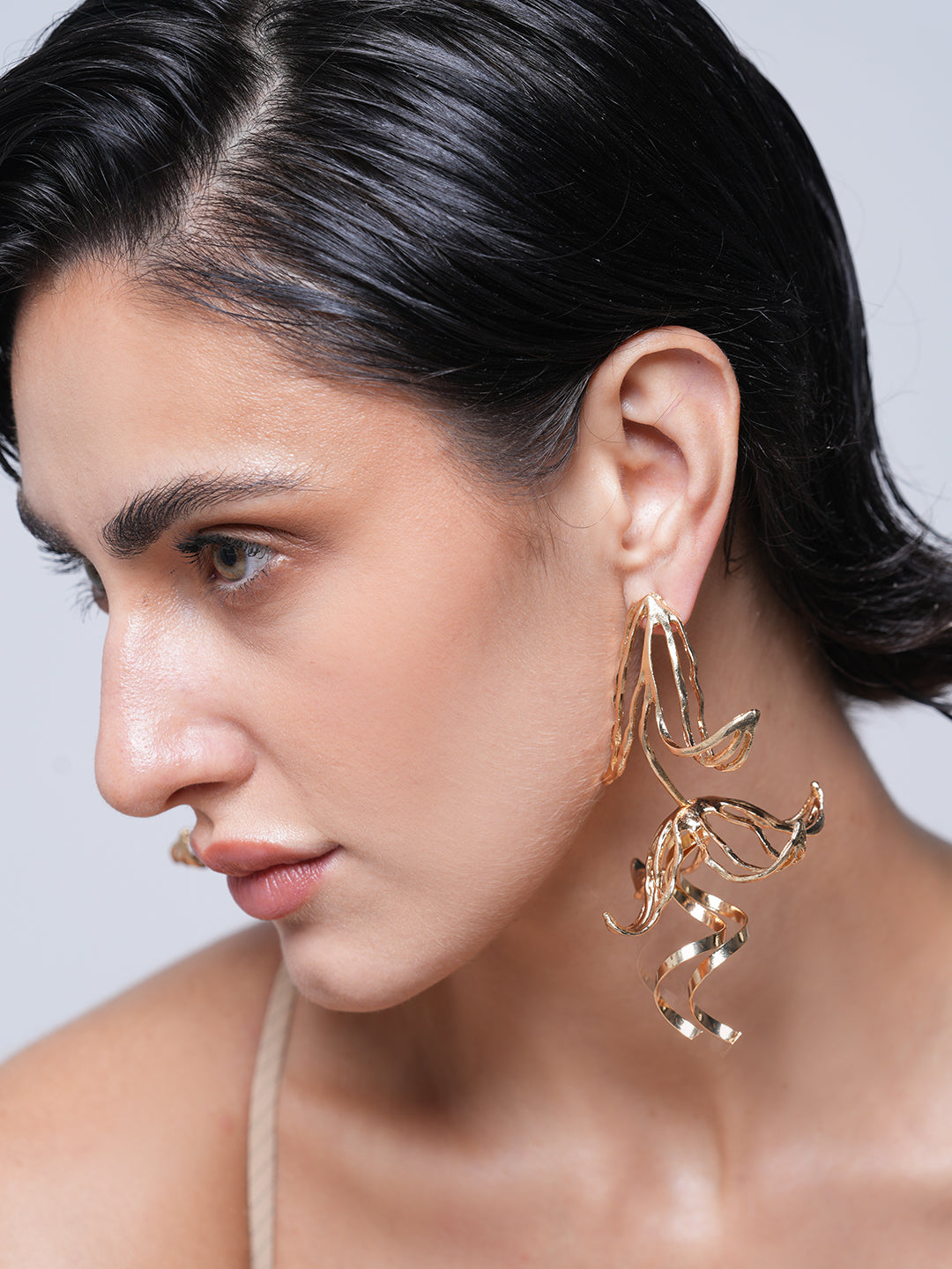 Metal Leaves Flower Earrings