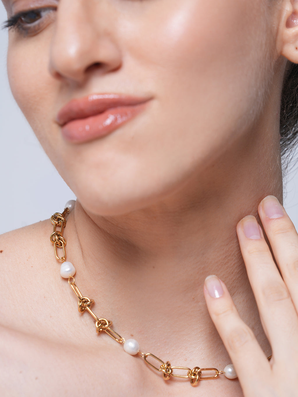Natural Pearl Stainless Steel Chain with Bracelet
