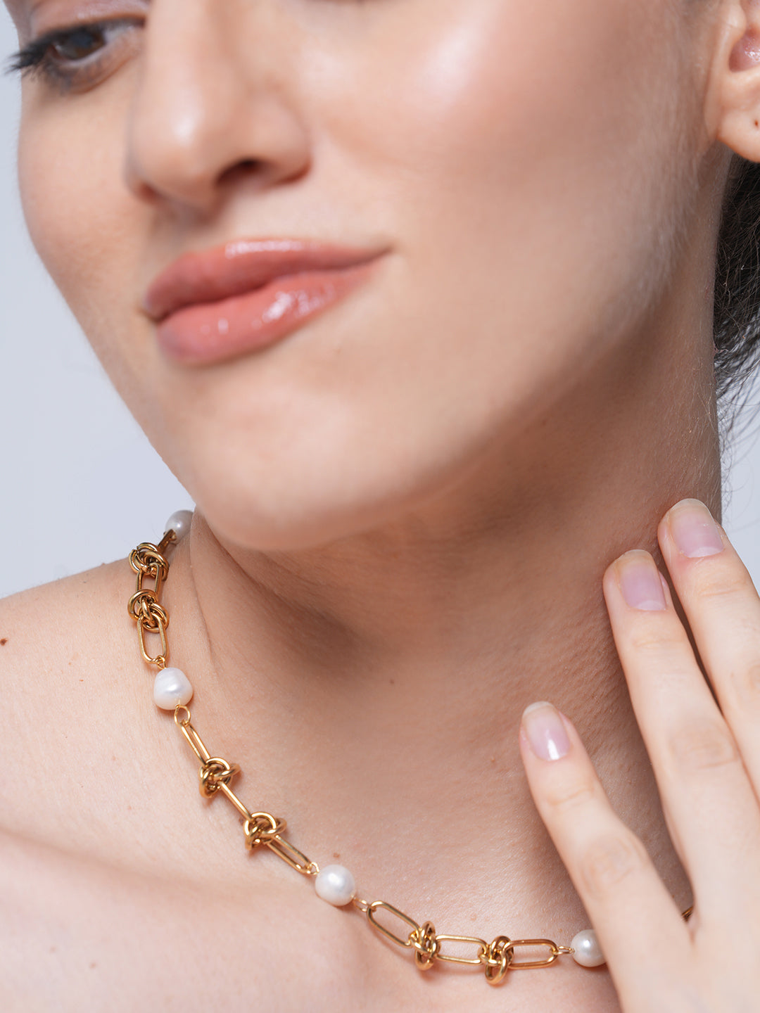 Natural Pearl Stainless Steel Chain with Bracelet