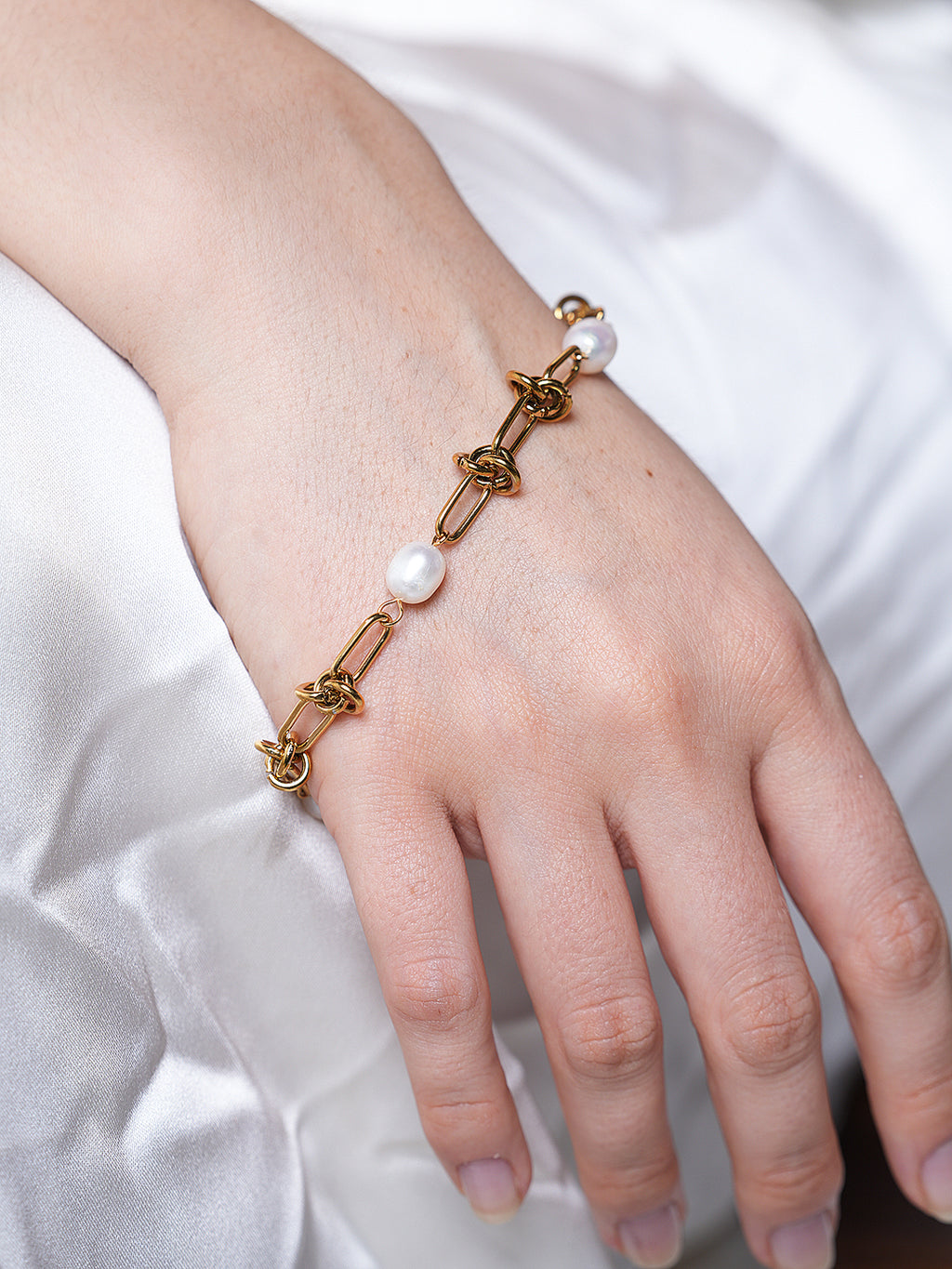 Natural Pearl Stainless Steel Chain with Bracelet