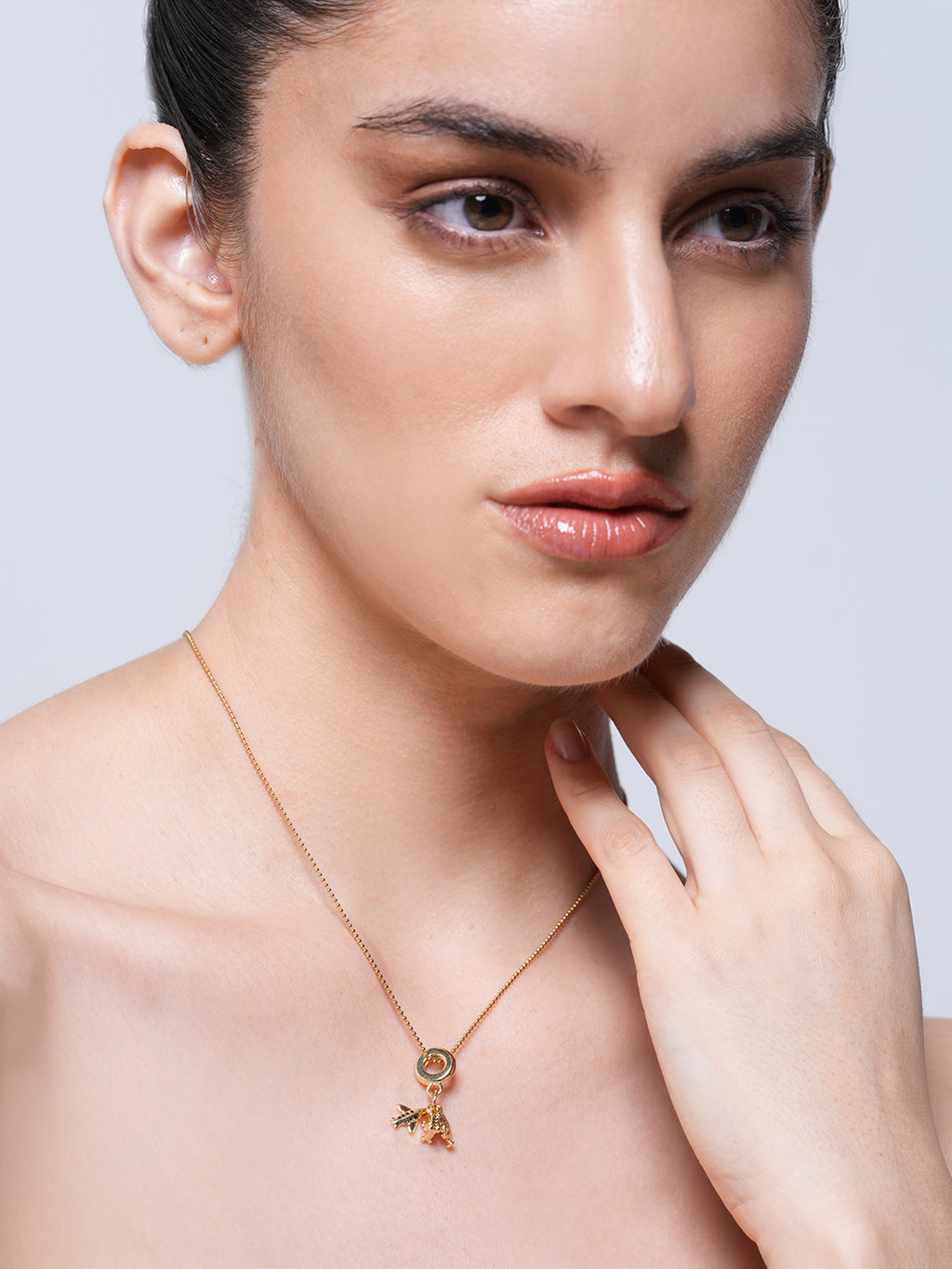 Zircon Camera Globe Diamond Necklace