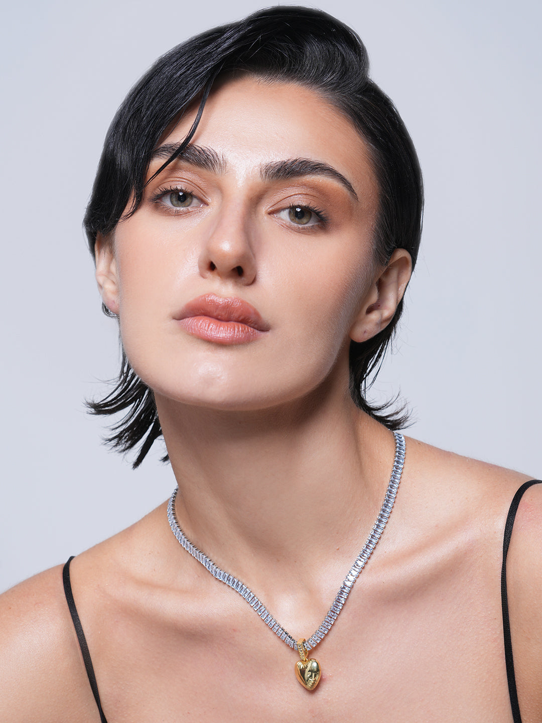 Mossanite Chain Heart Pendant Necklace