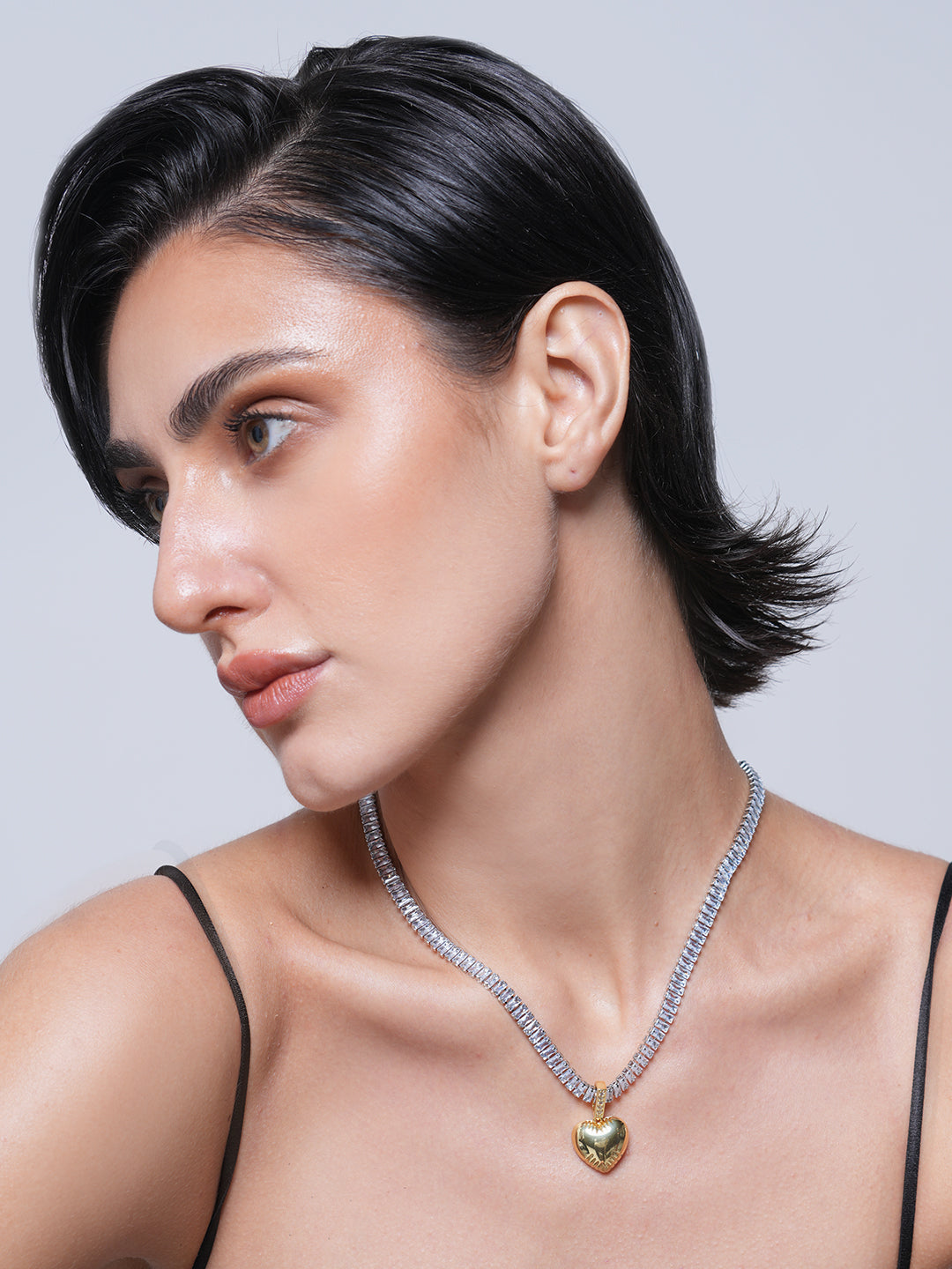 Mossanite Chain Heart Pendant Necklace