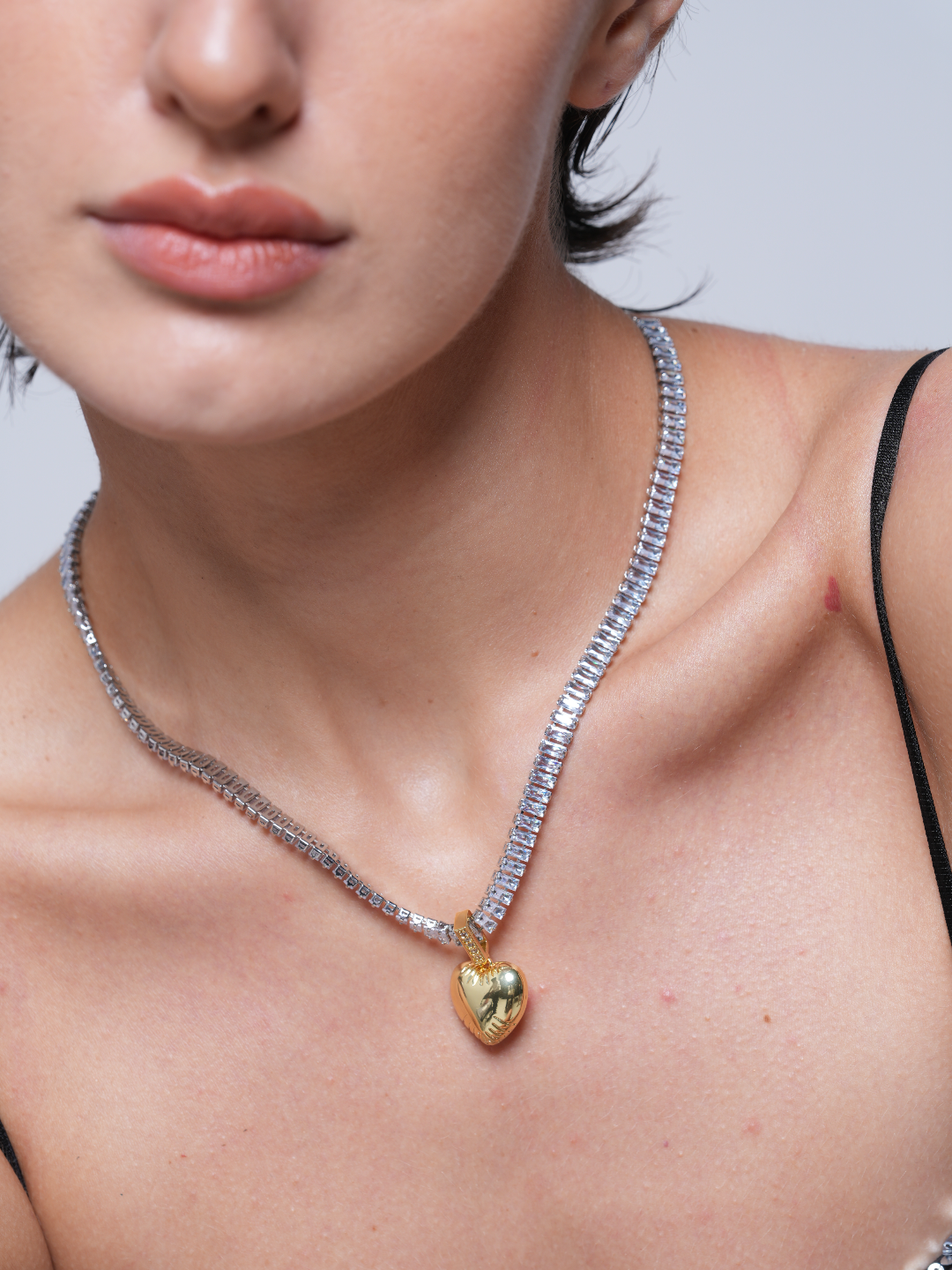 Mossanite Chain Heart Pendant Necklace
