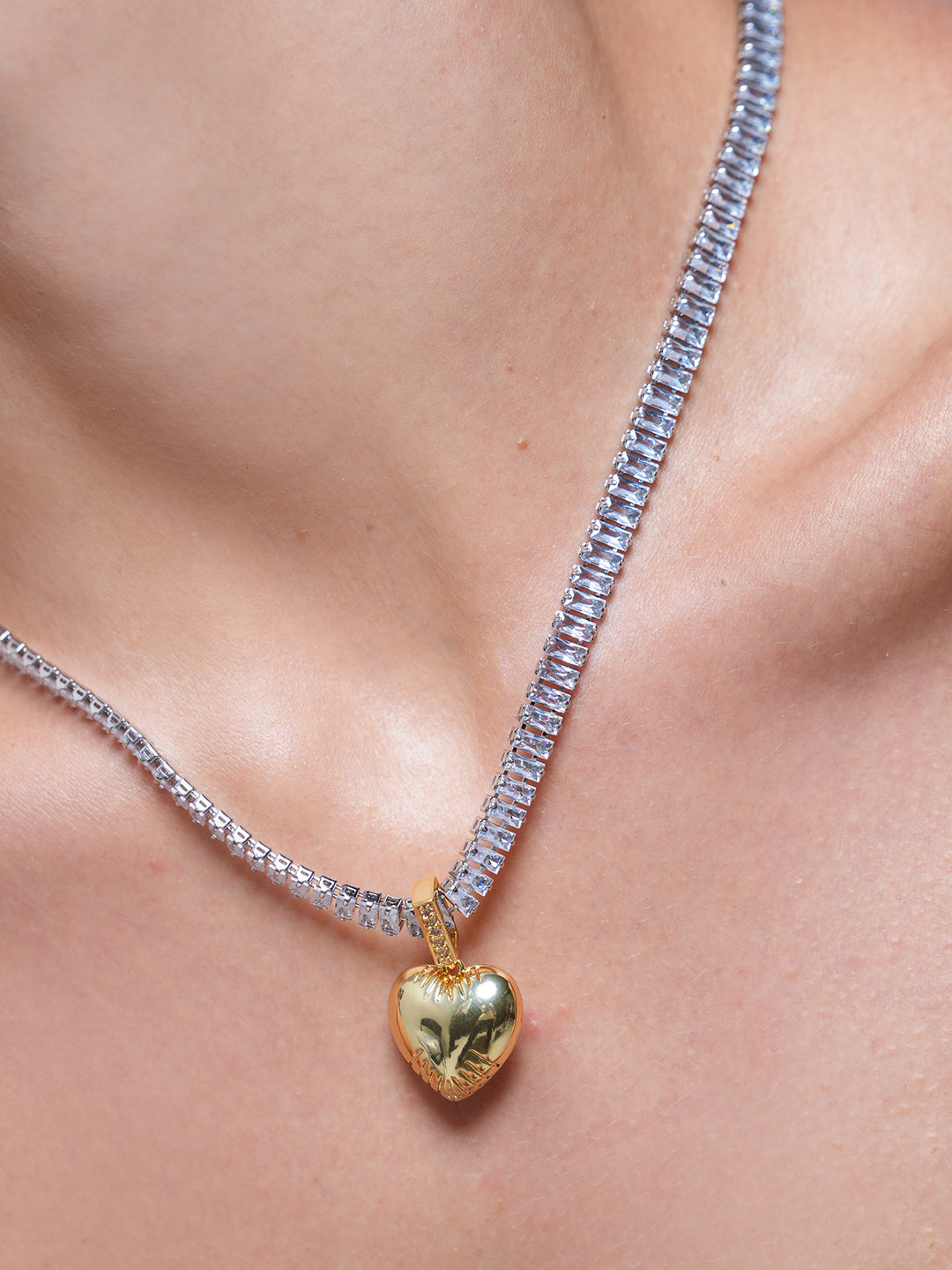 Mossanite Chain Heart Pendant Necklace