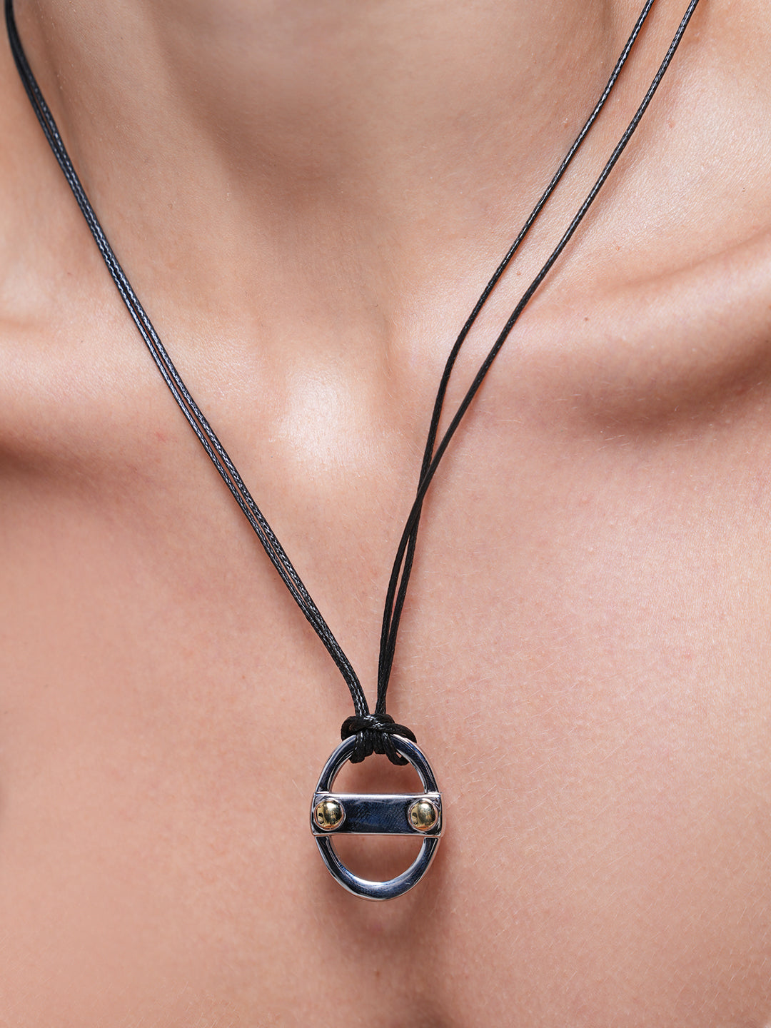 Black Necklace with Silver Pendant