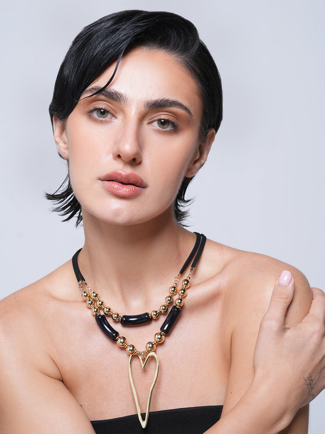 Retro Heart Woven Chain Layered Necklace