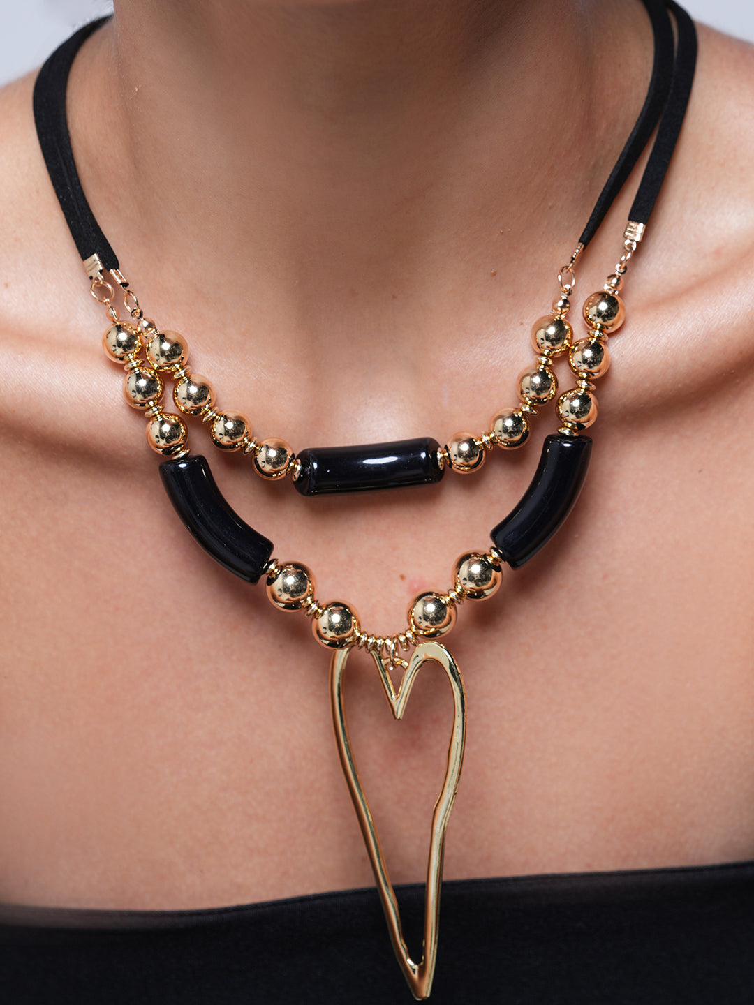 Retro Heart Woven Chain Layered Necklace