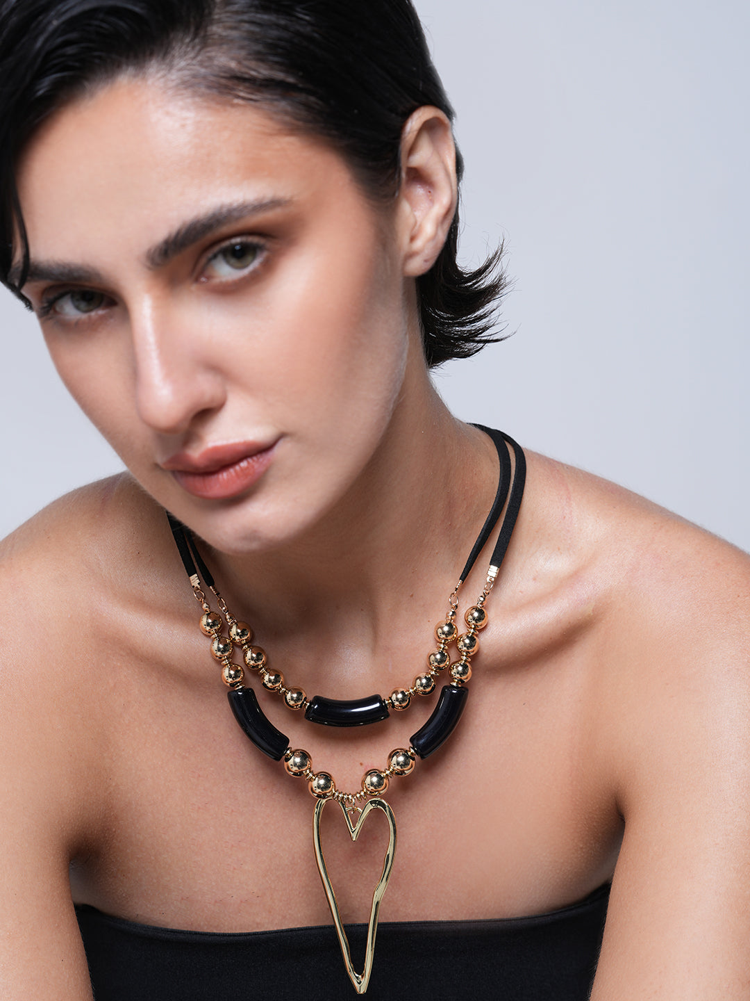 Retro Heart Woven Chain Layered Necklace