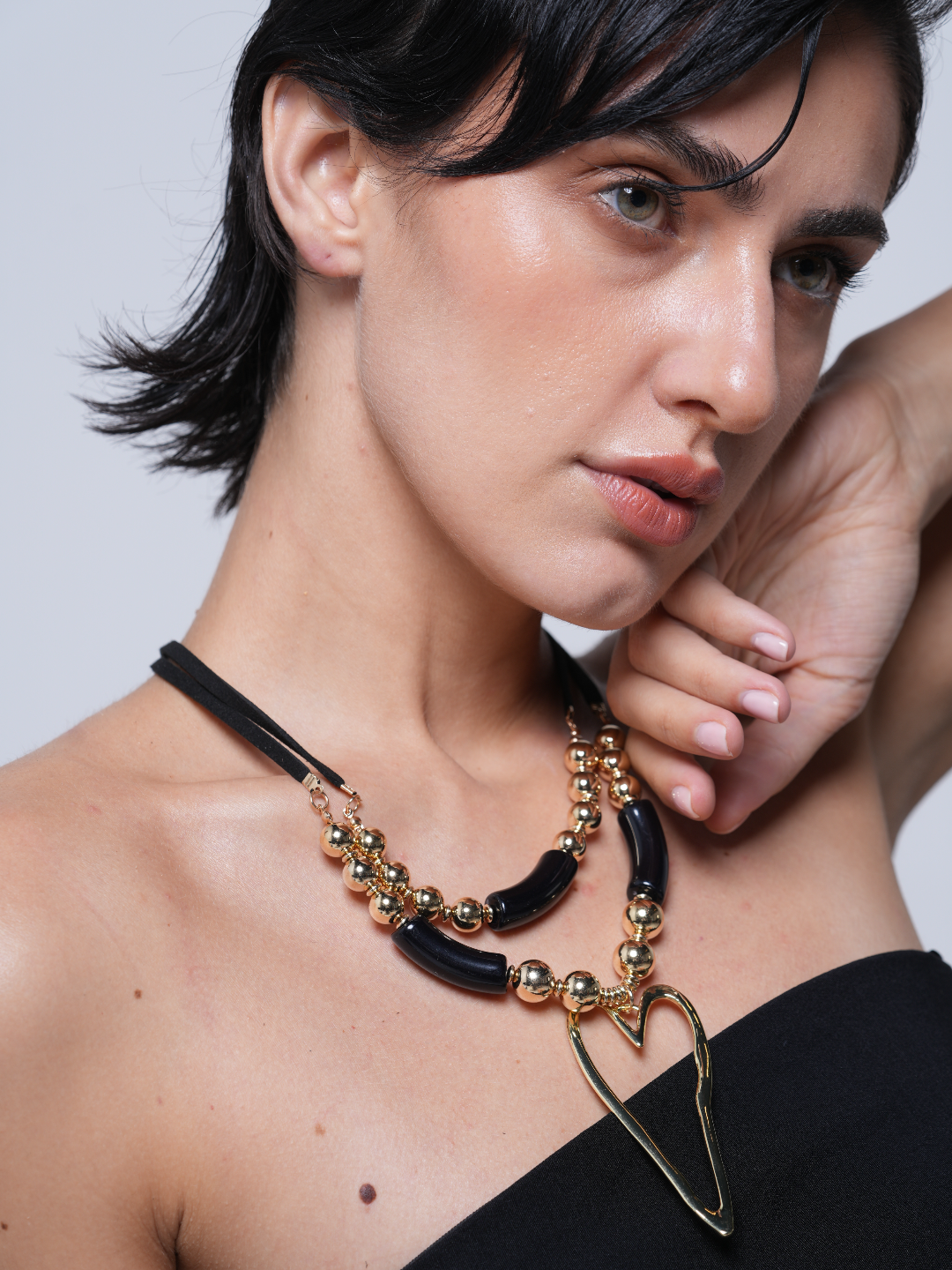 Retro Heart Woven Chain Layered Necklace