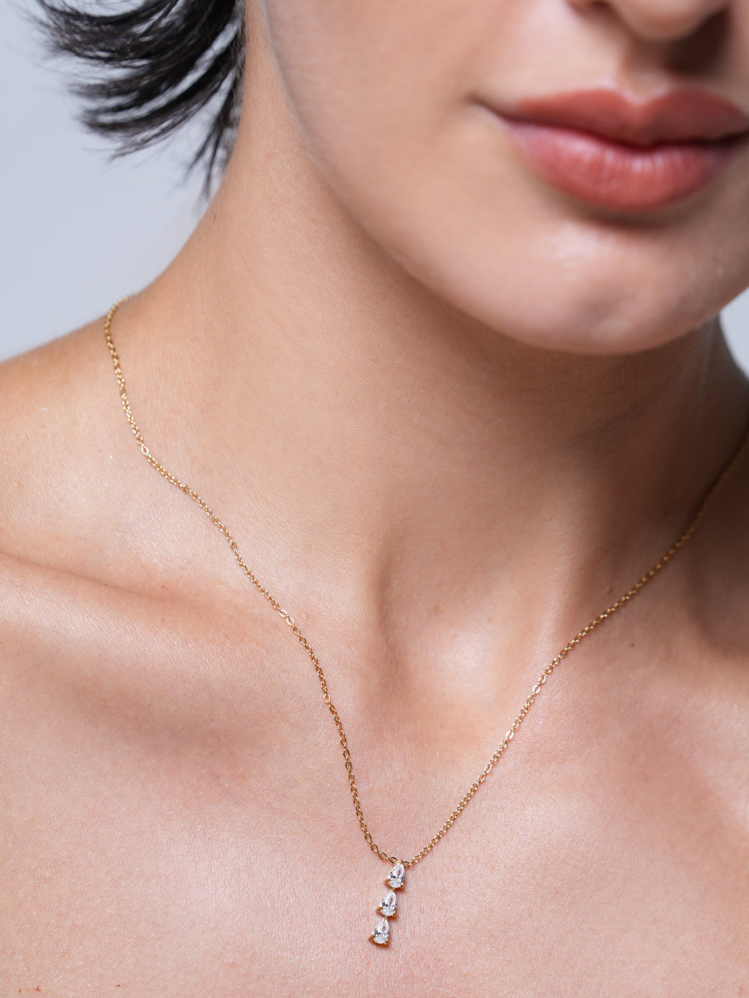 Triple CZ Pendant Necklace