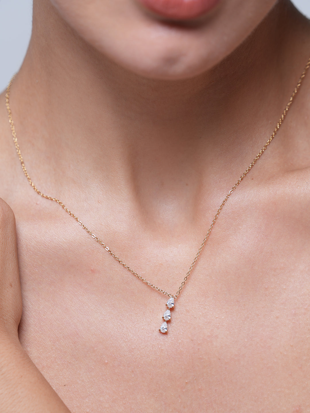 Triple CZ Pendant Necklace