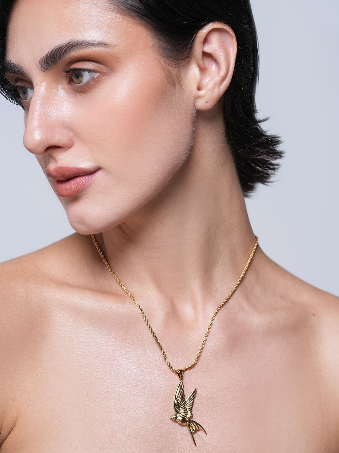 Peace Dove Pendant Twisted Chain Necklace