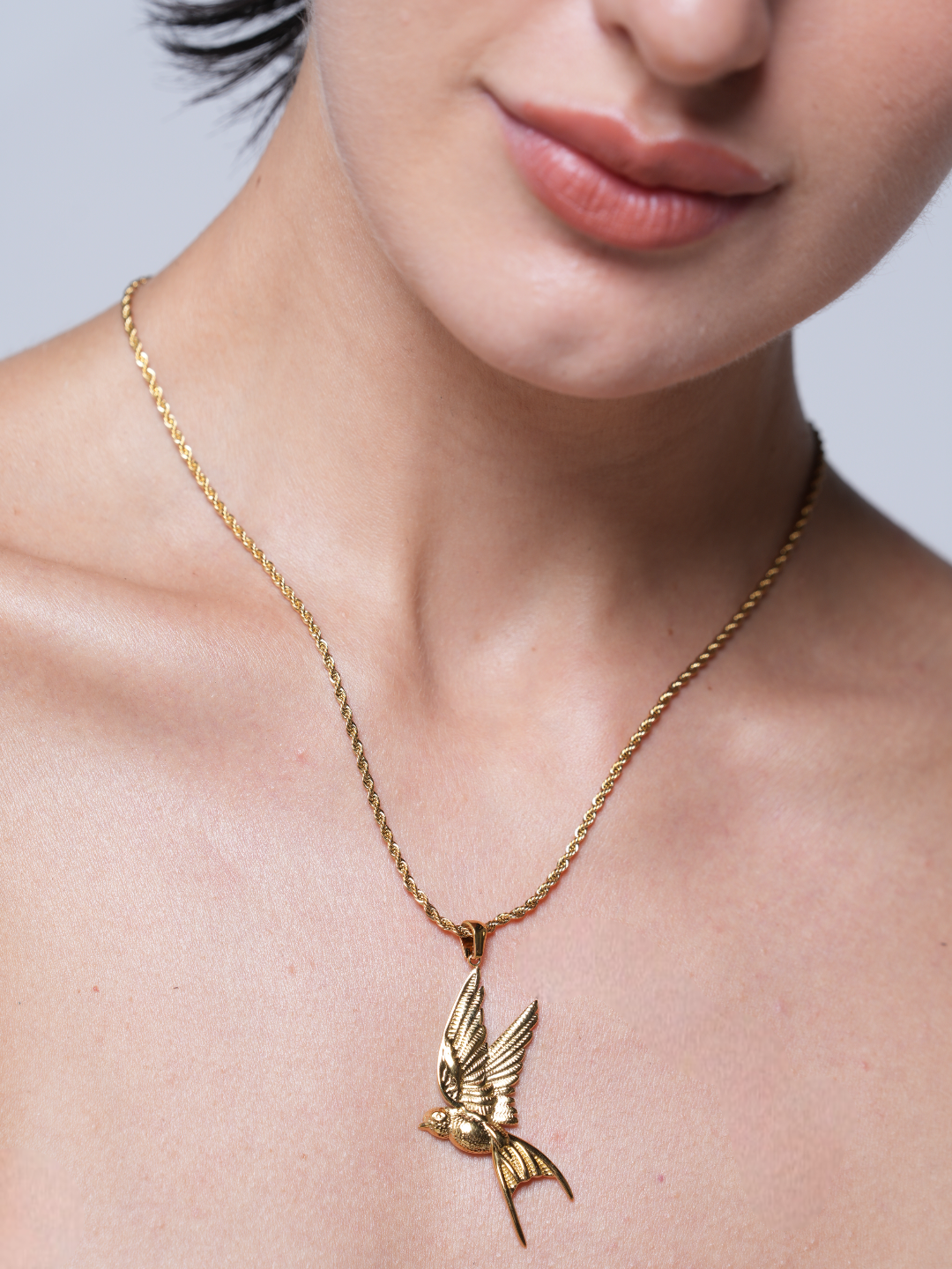 Peace Dove Pendant Twisted Chain Necklace
