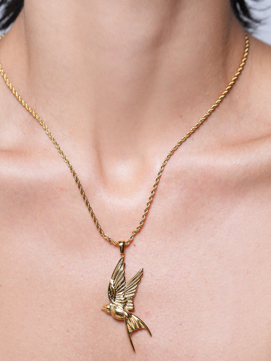 Peace Dove Pendant Twisted Chain Necklace