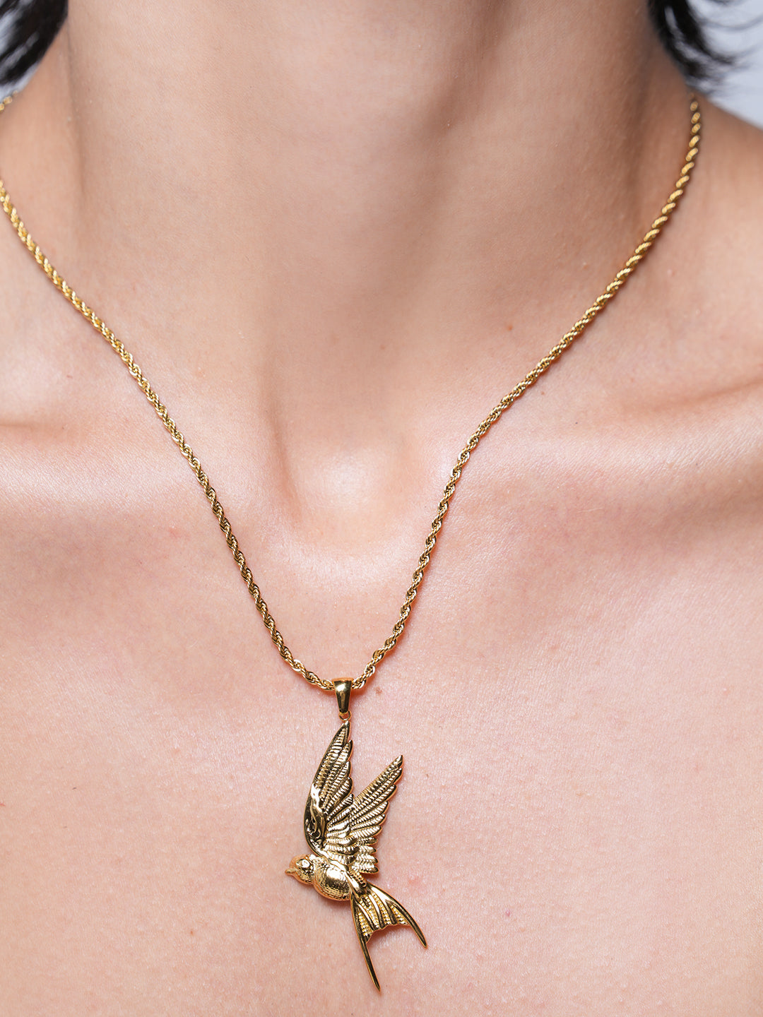Peace Dove Pendant Twisted Chain Necklace