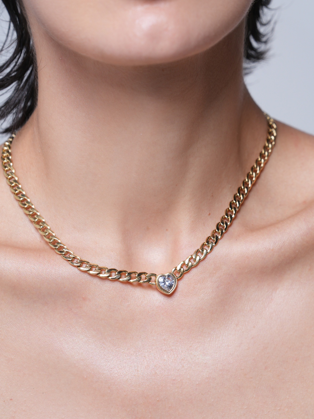 Heart Bling Zirconia Pendant Necklace