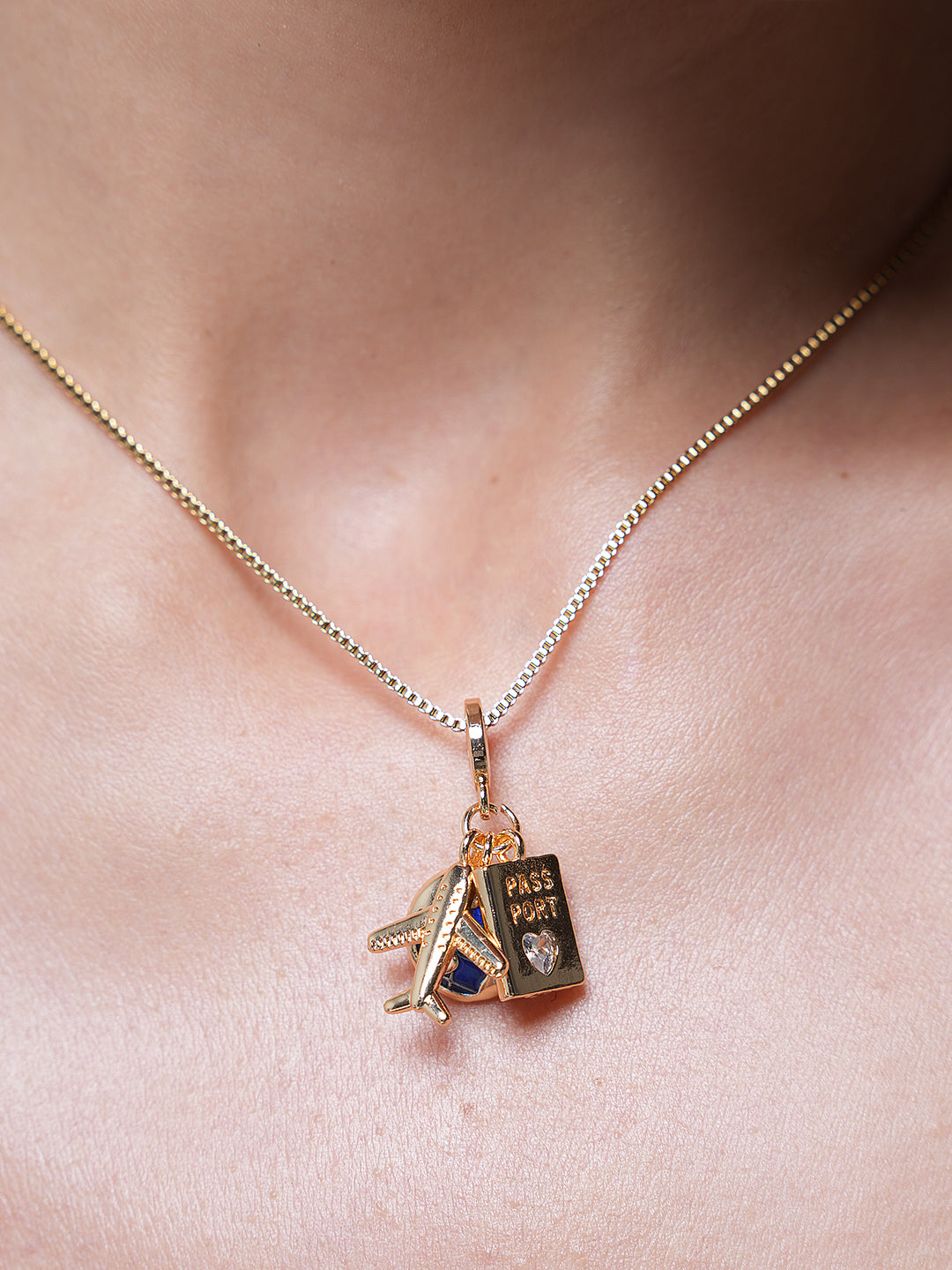 Plane Passport Globe Vacation Necklace