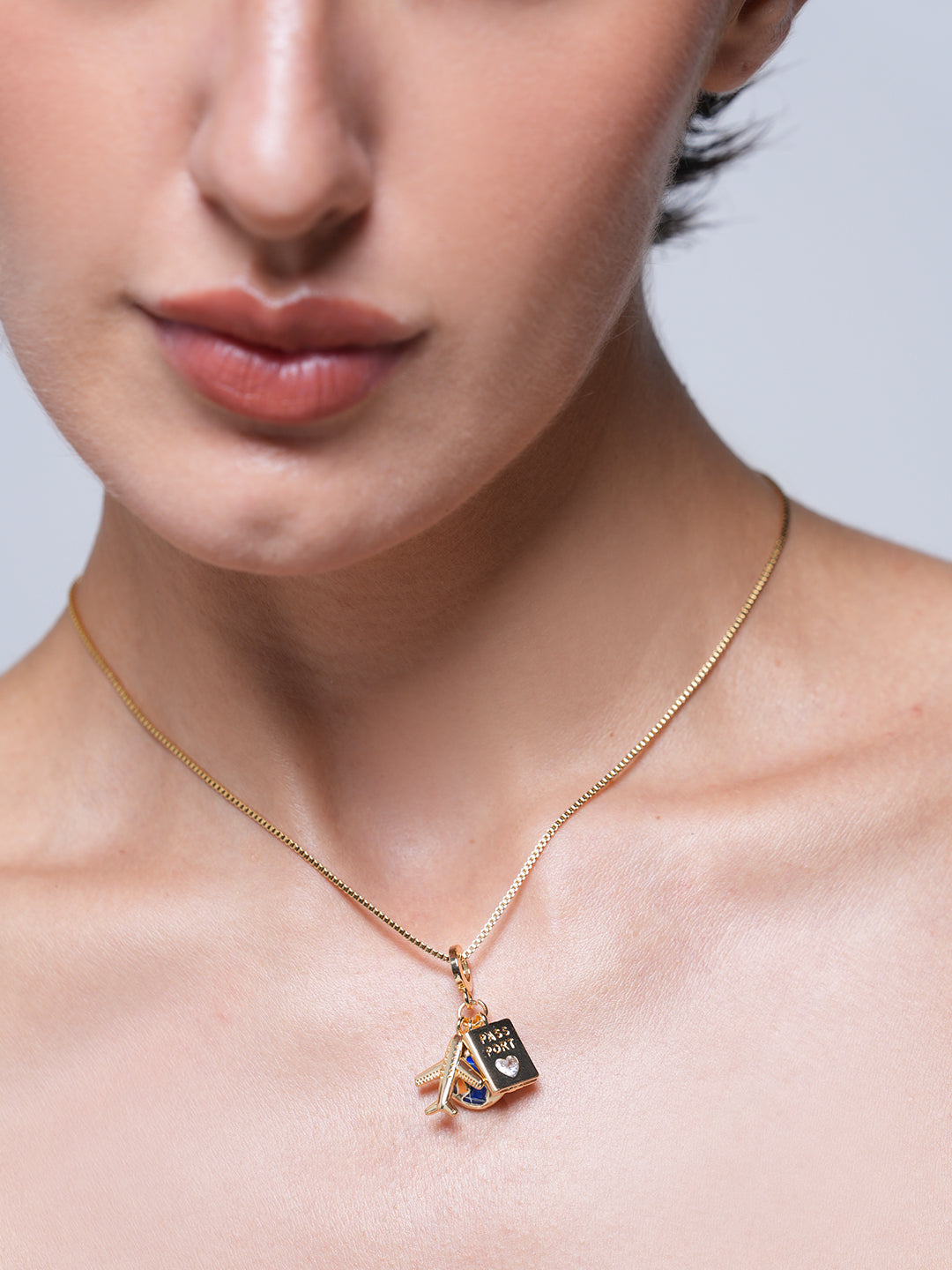 Plane Passport Globe Vacation Necklace