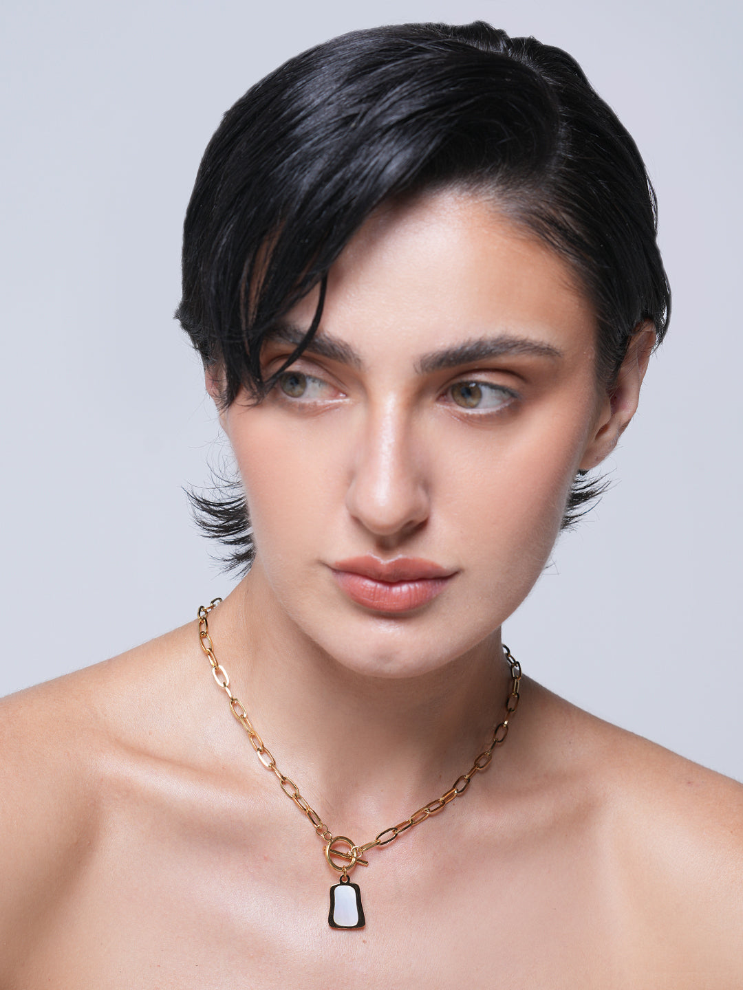 White Shell Square Pendant Necklace