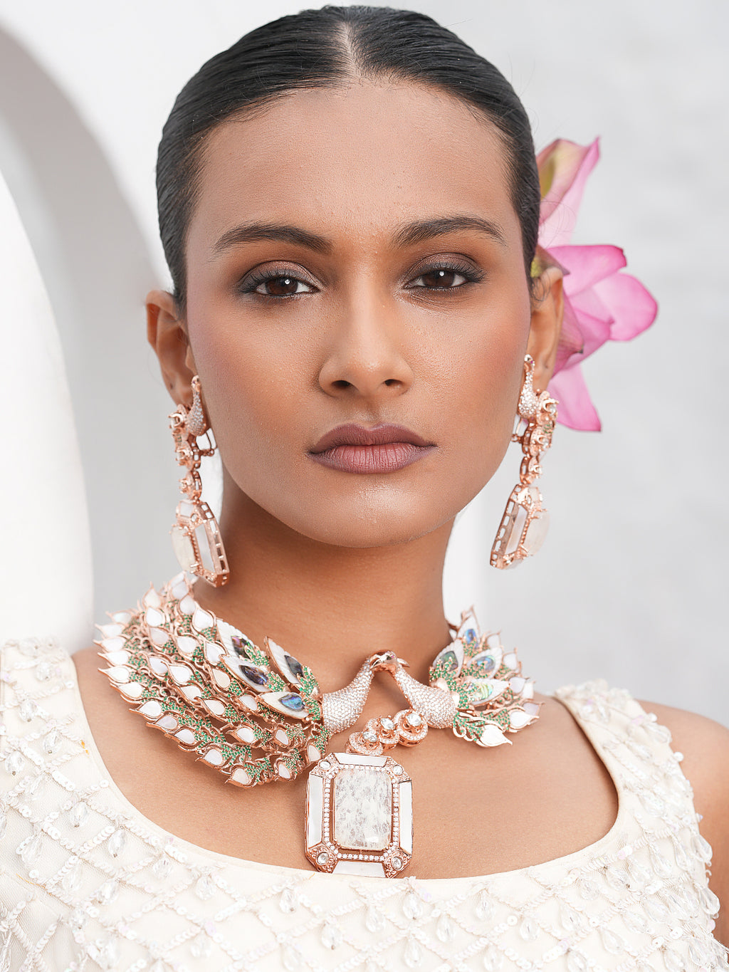 Dual Peacock Hasli Necklace