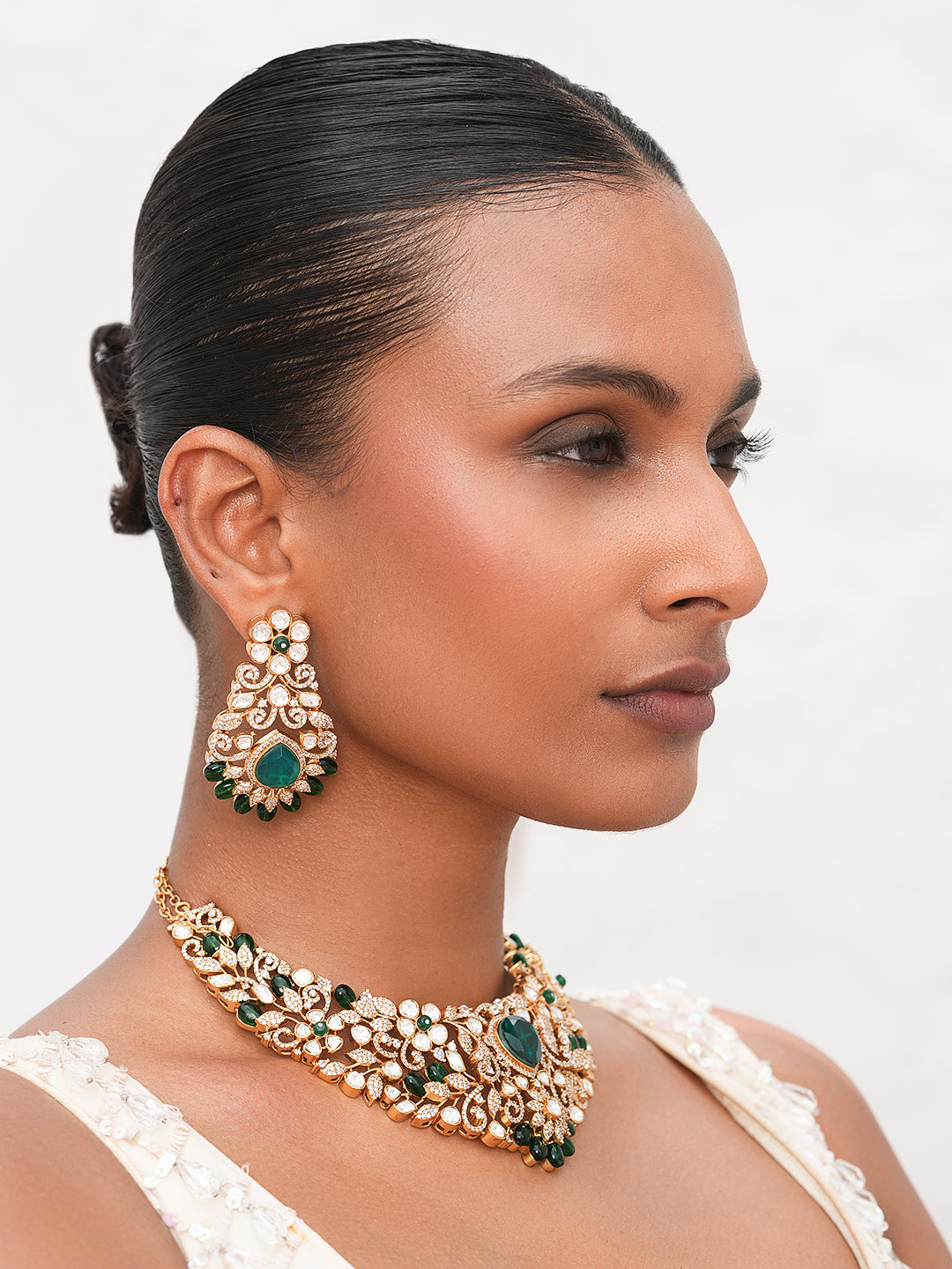 Green CZ with Kundan Necklace