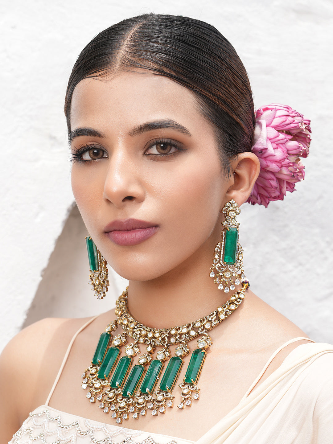 Premium Green Long Doublet Necklace