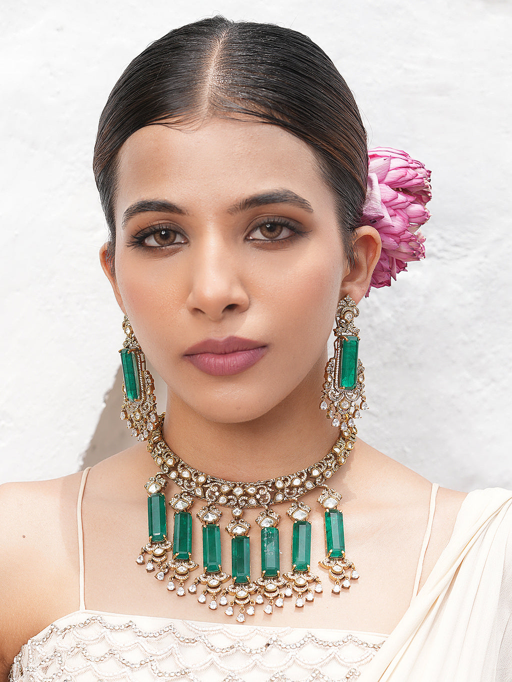 Premium Green Long Doublet Necklace