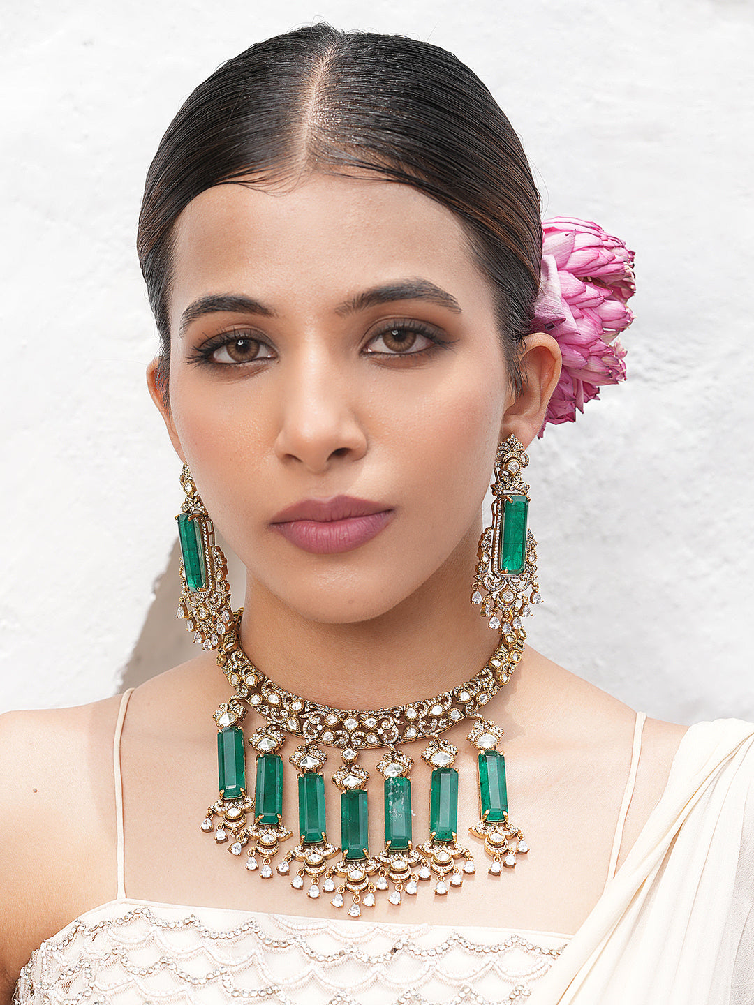 Premium Green Long Doublet Necklace