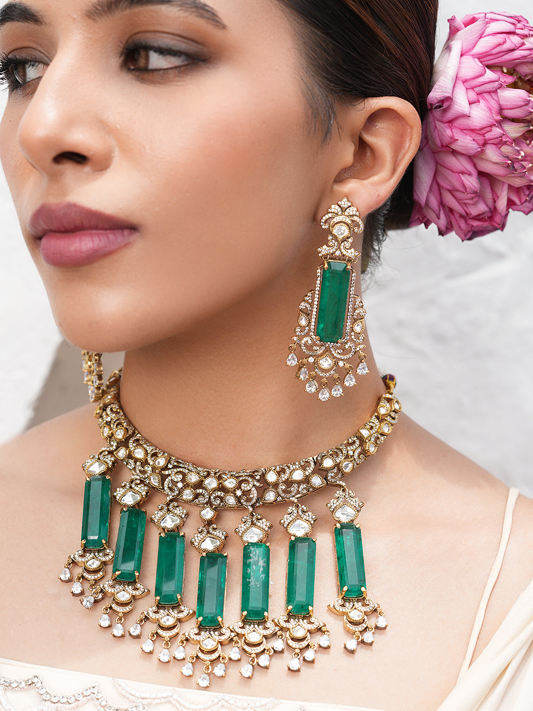 Premium Green Long Doublet Necklace