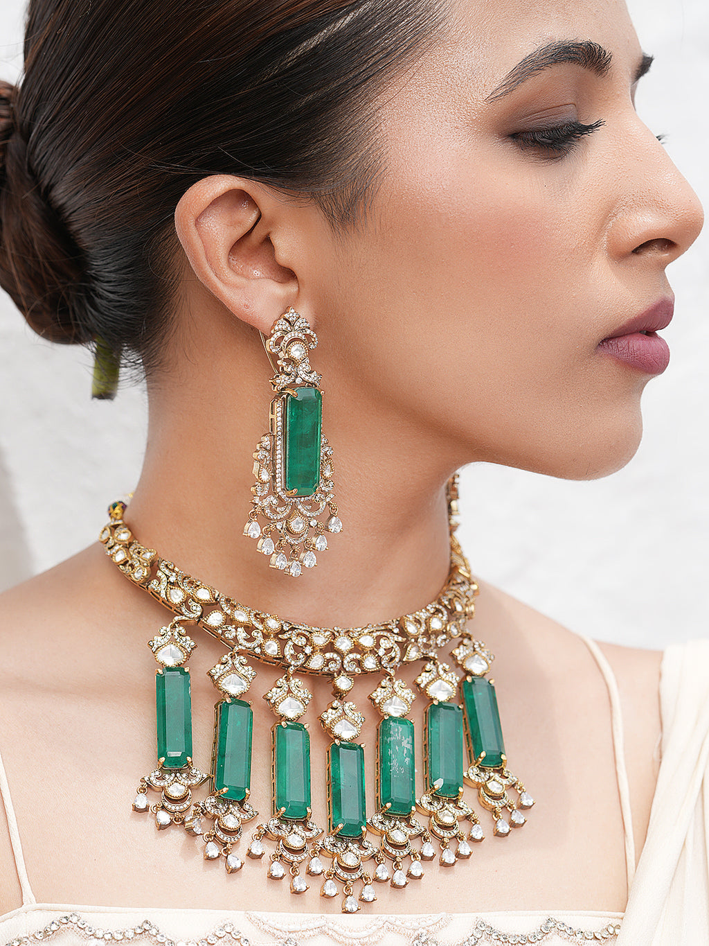 Premium Green Long Doublet Necklace