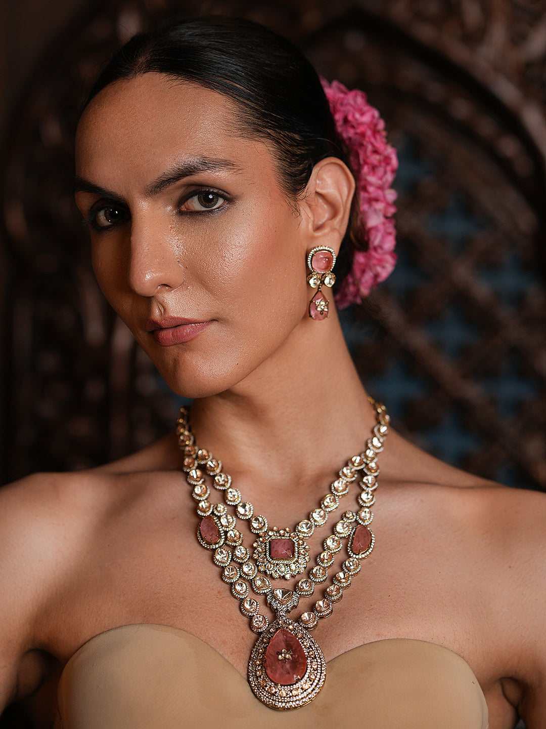 Baby Pink Premium Kundan Necklace