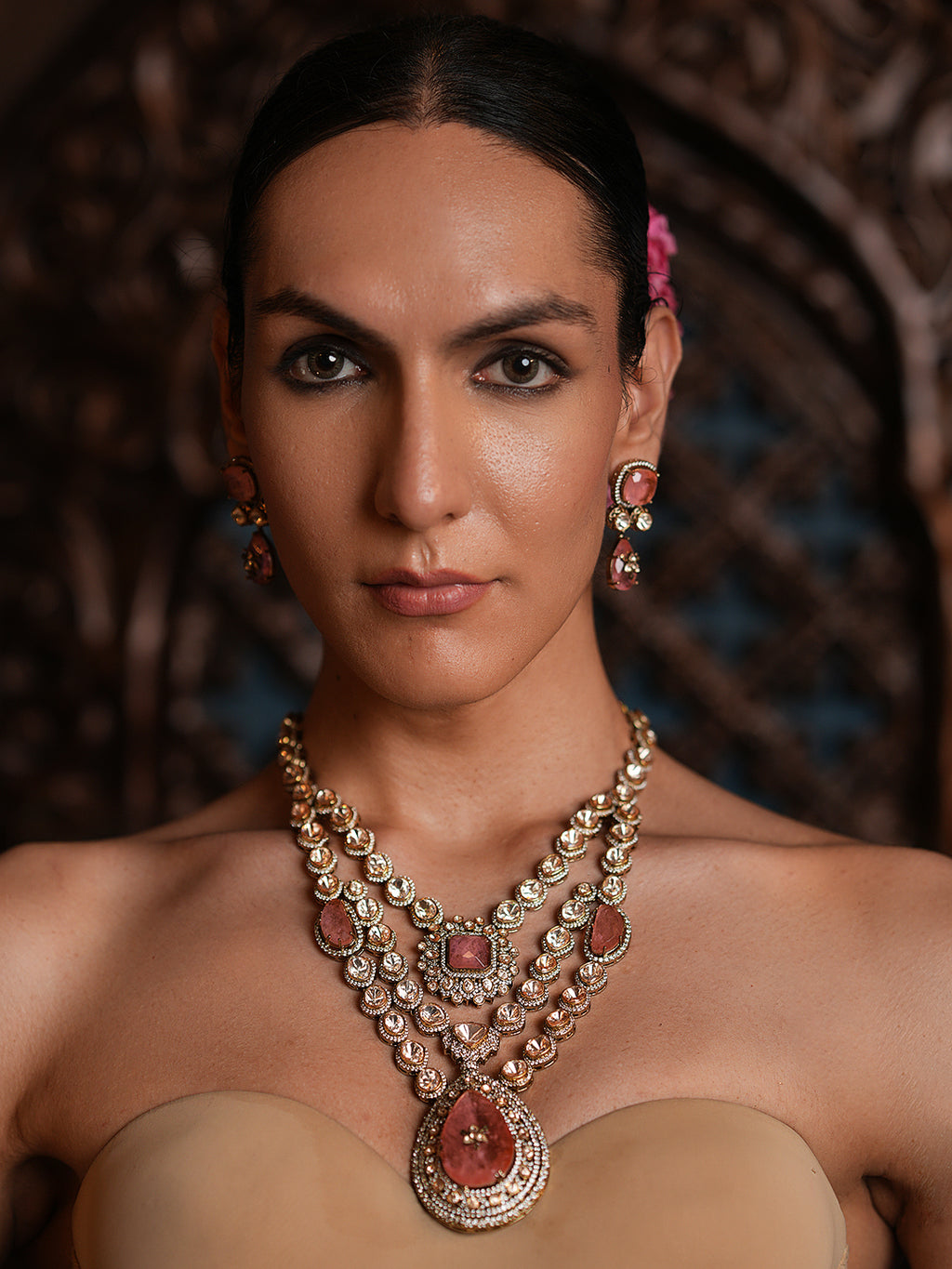 Baby Pink Premium Kundan Necklace