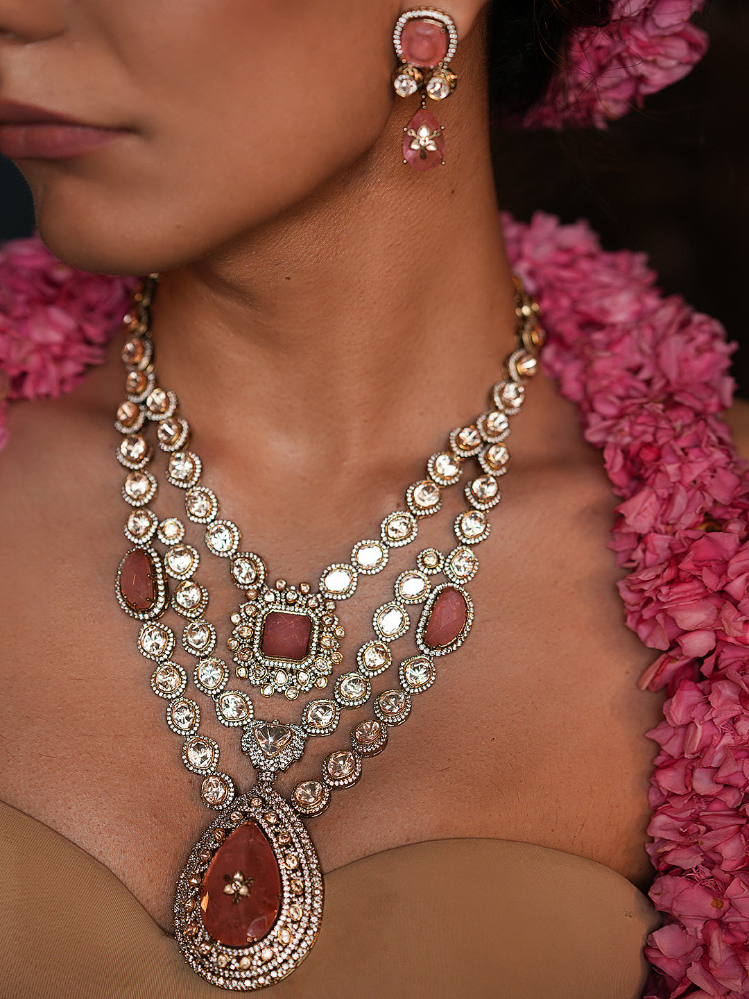 Baby Pink Premium Kundan Necklace