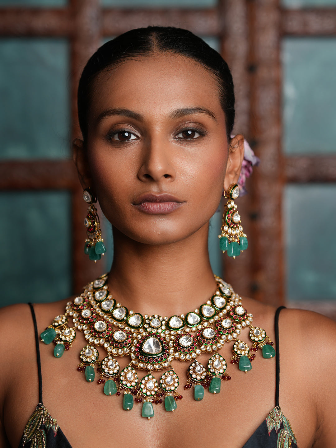 Premium Kundan Polki Bridal Necklace Set