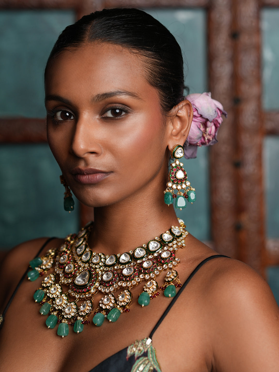 Premium Kundan Polki Bridal Necklace Set