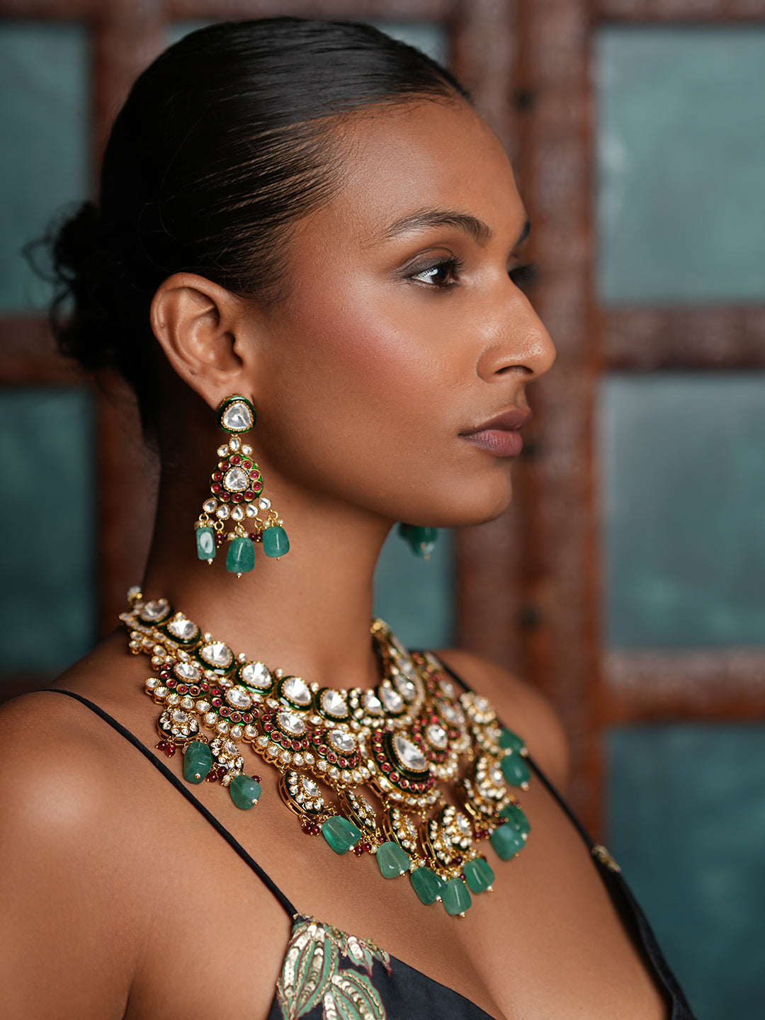 Premium Kundan Polki Bridal Necklace Set