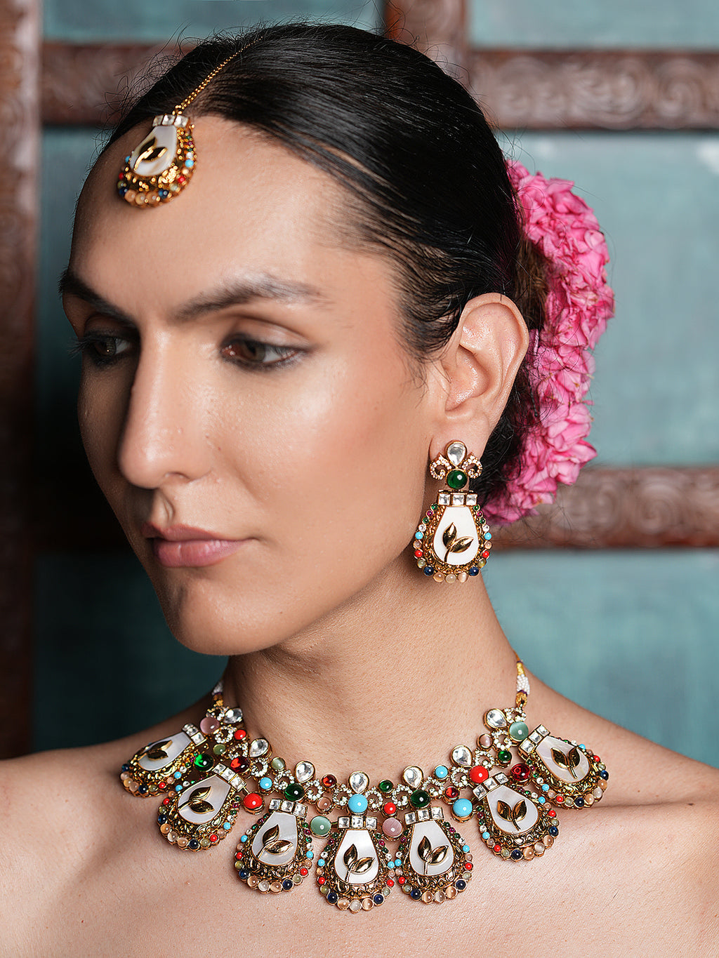 Multicolor Short Navrattan Necklace