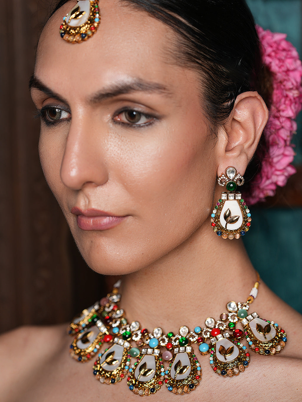 Multicolor Short Navrattan Necklace